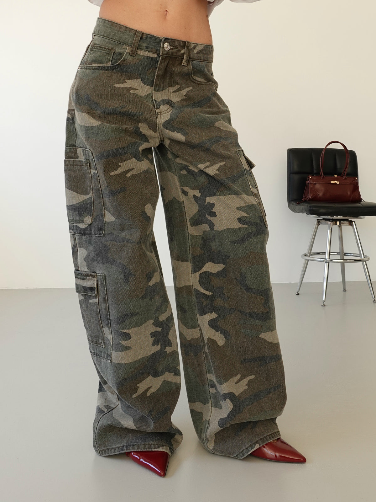 JEANS CARGO CAMOUFLAGE BALLOON FIT - VERDE SLAVATO 7121