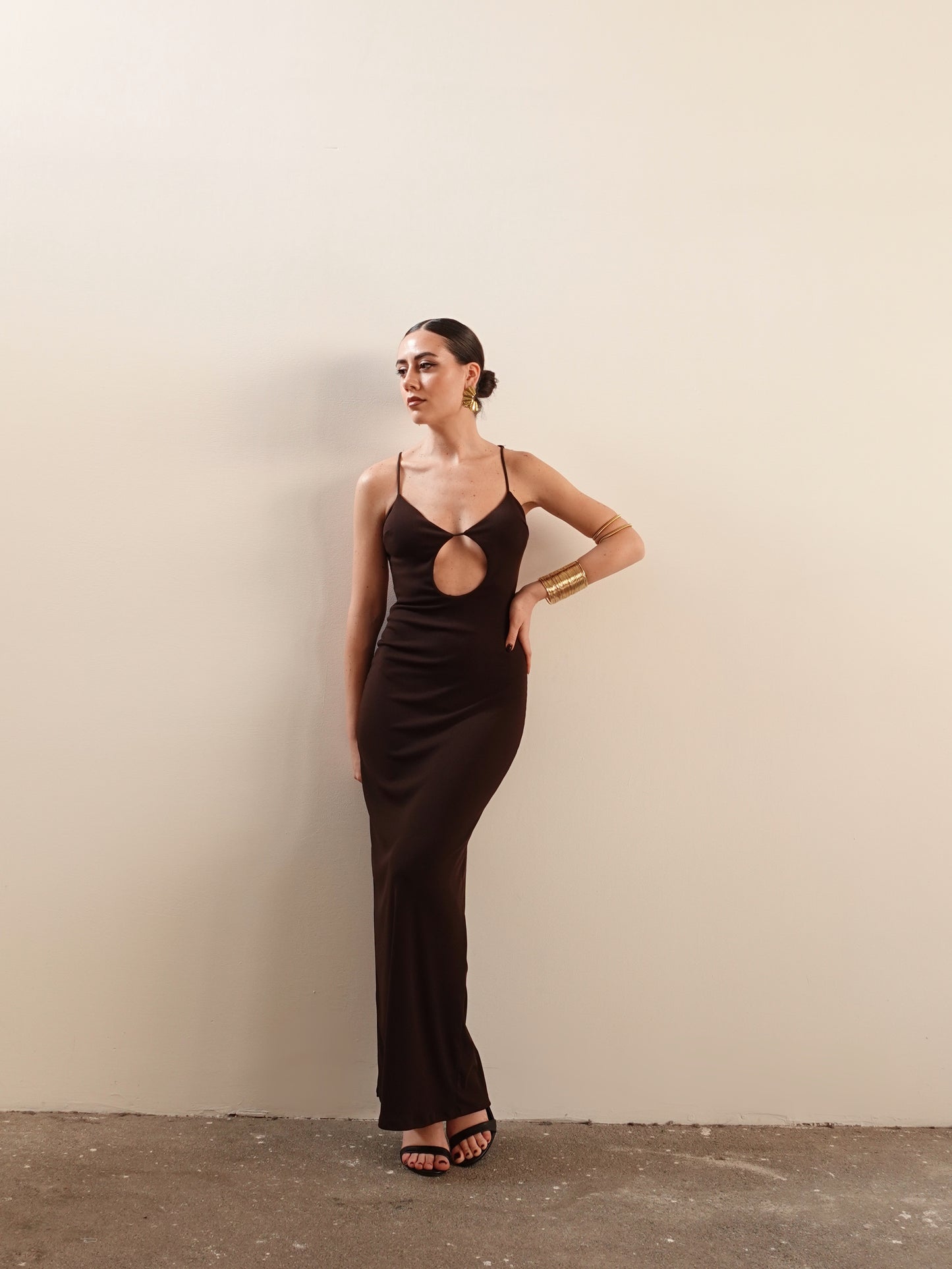 LONG DRESS A COSTE MERIDA - CIOCCOLATO 25012