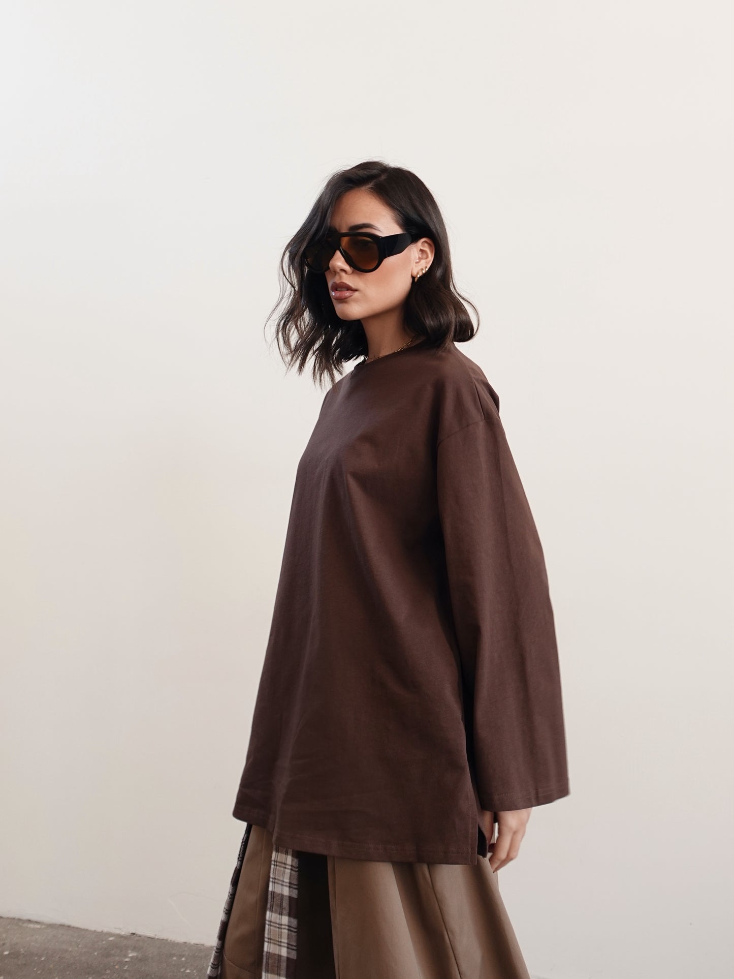 LONG-SLEEVE IN COTONE - MARRONE 3205