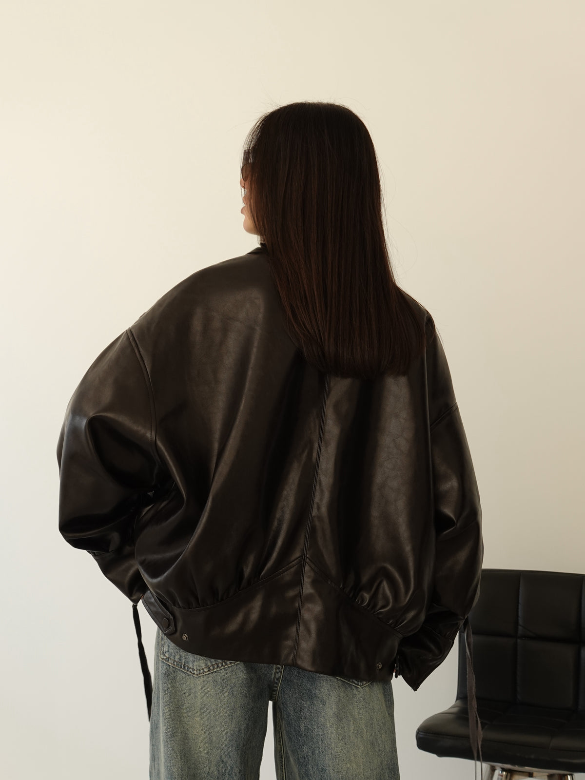 BOMBER SHIBUYA OVERSIZE IN ECOPELLE - CIOCCOLATO HAR036