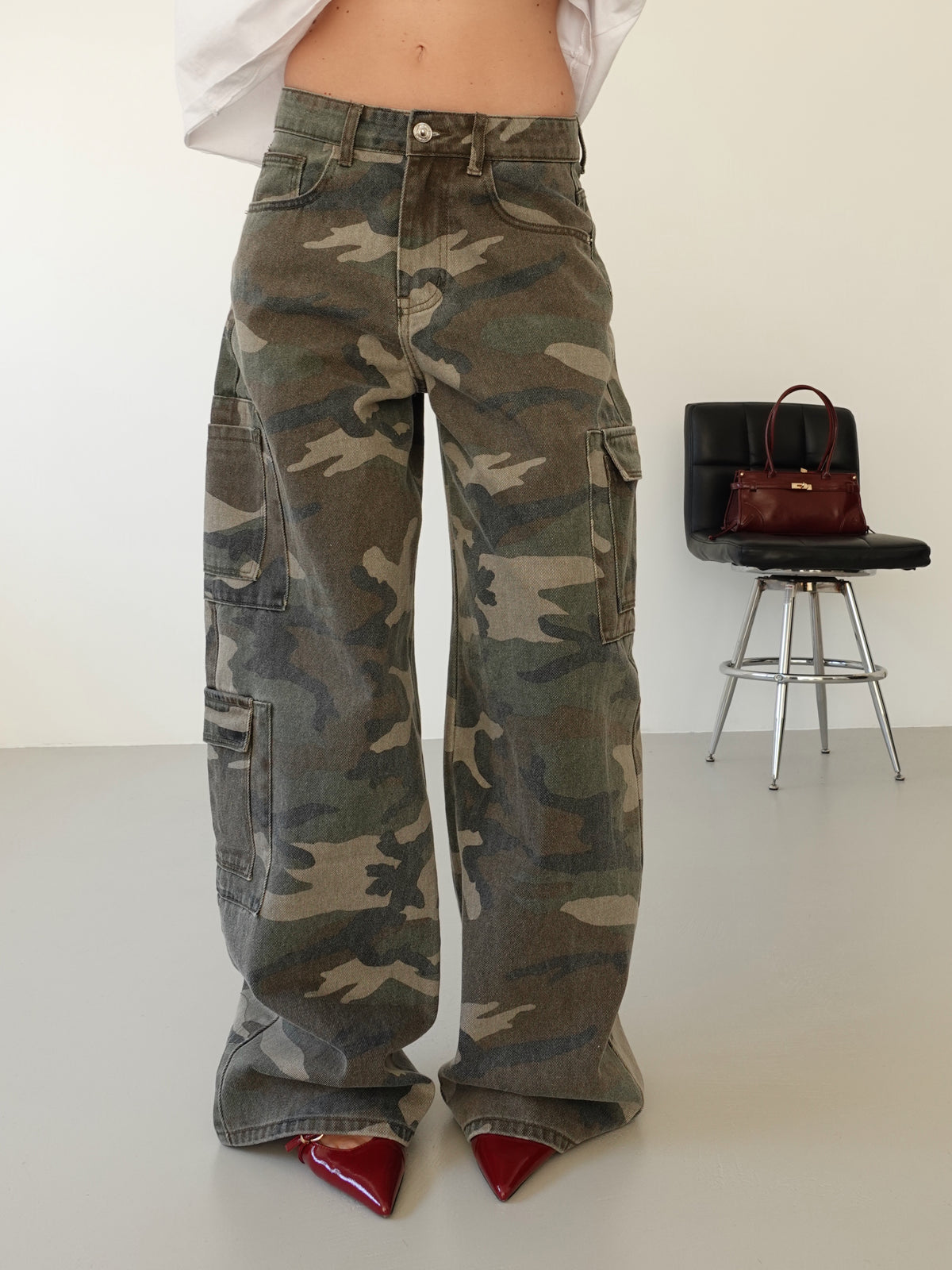 JEANS CARGO CAMOUFLAGE BALLOON FIT - VERDE SLAVATO 7121