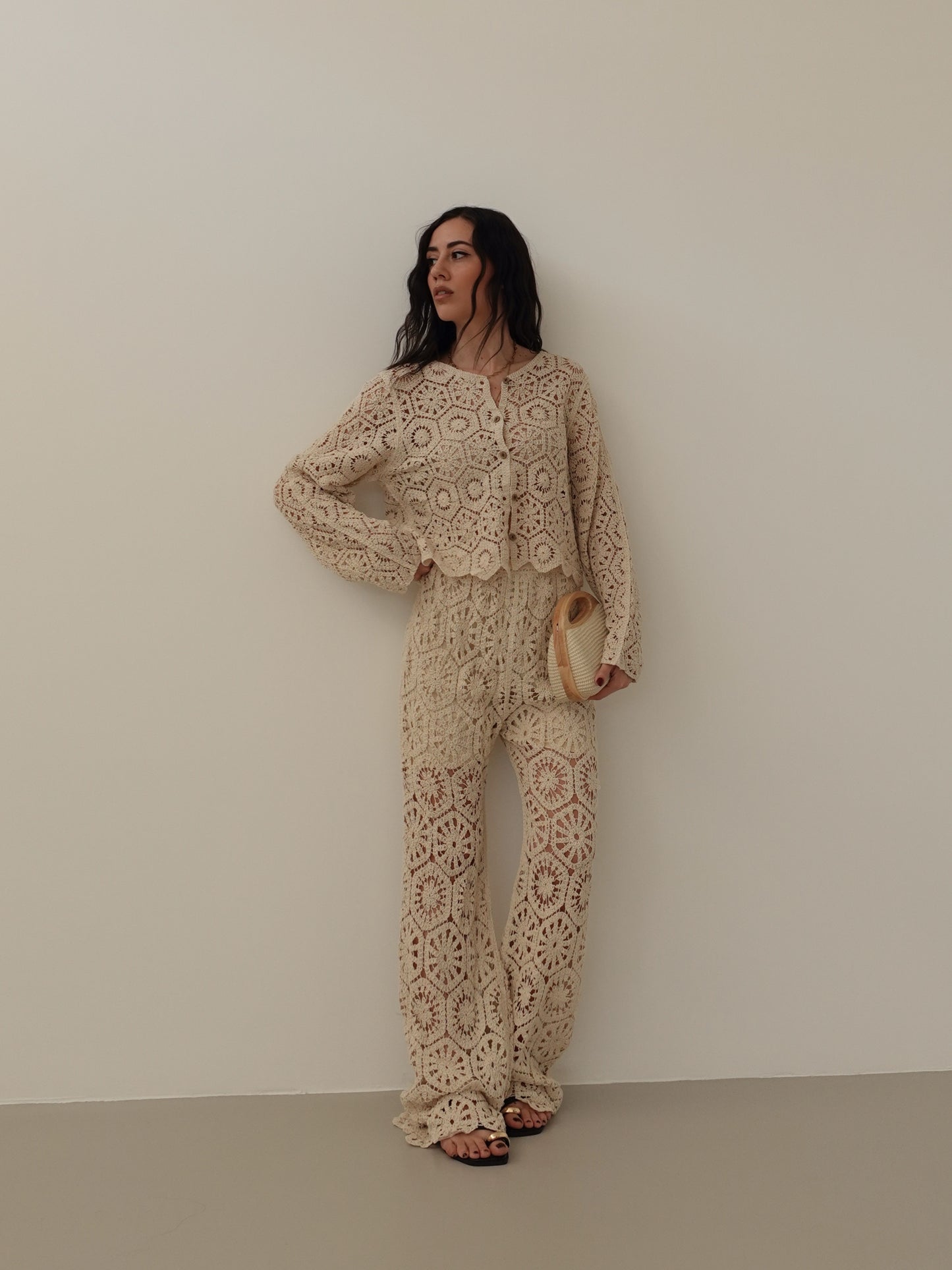 CARDIGAN CROCHET BALI - BEIGE 28004