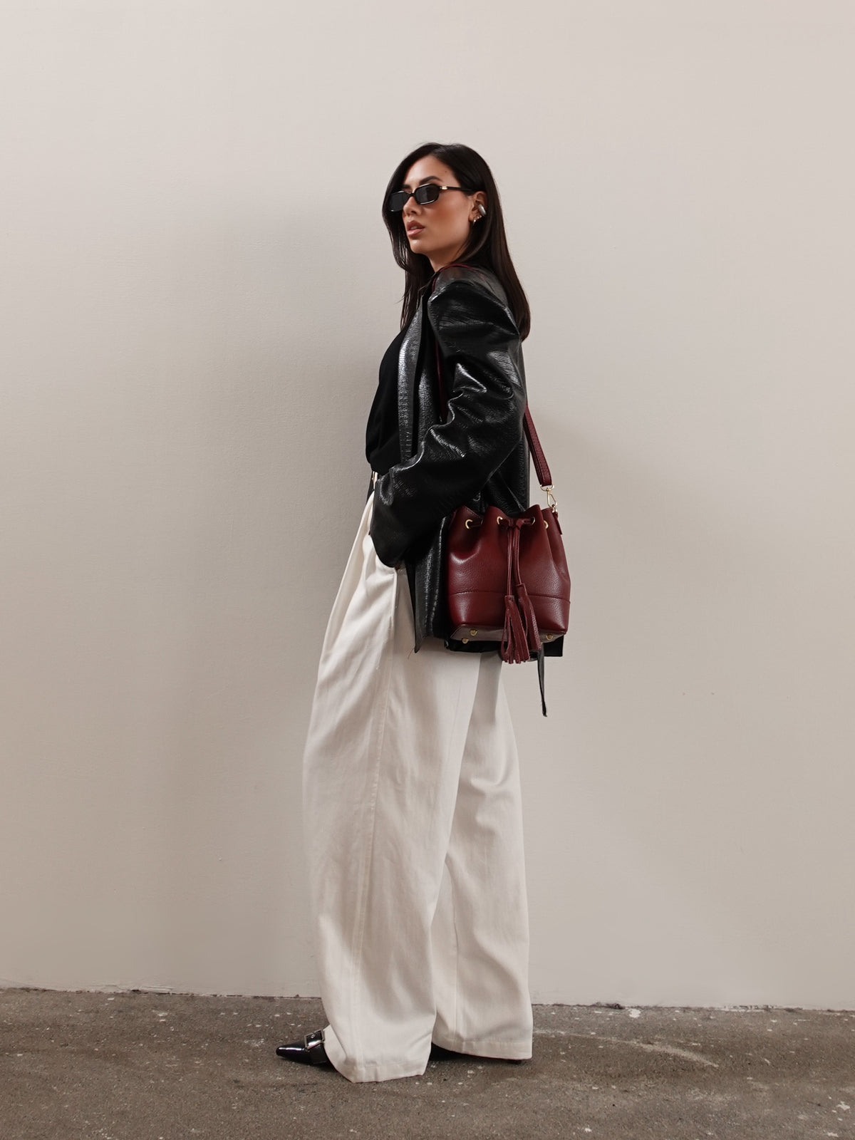 PANTALONI CARROT FIT CON CINTURA - BIANCO 14737