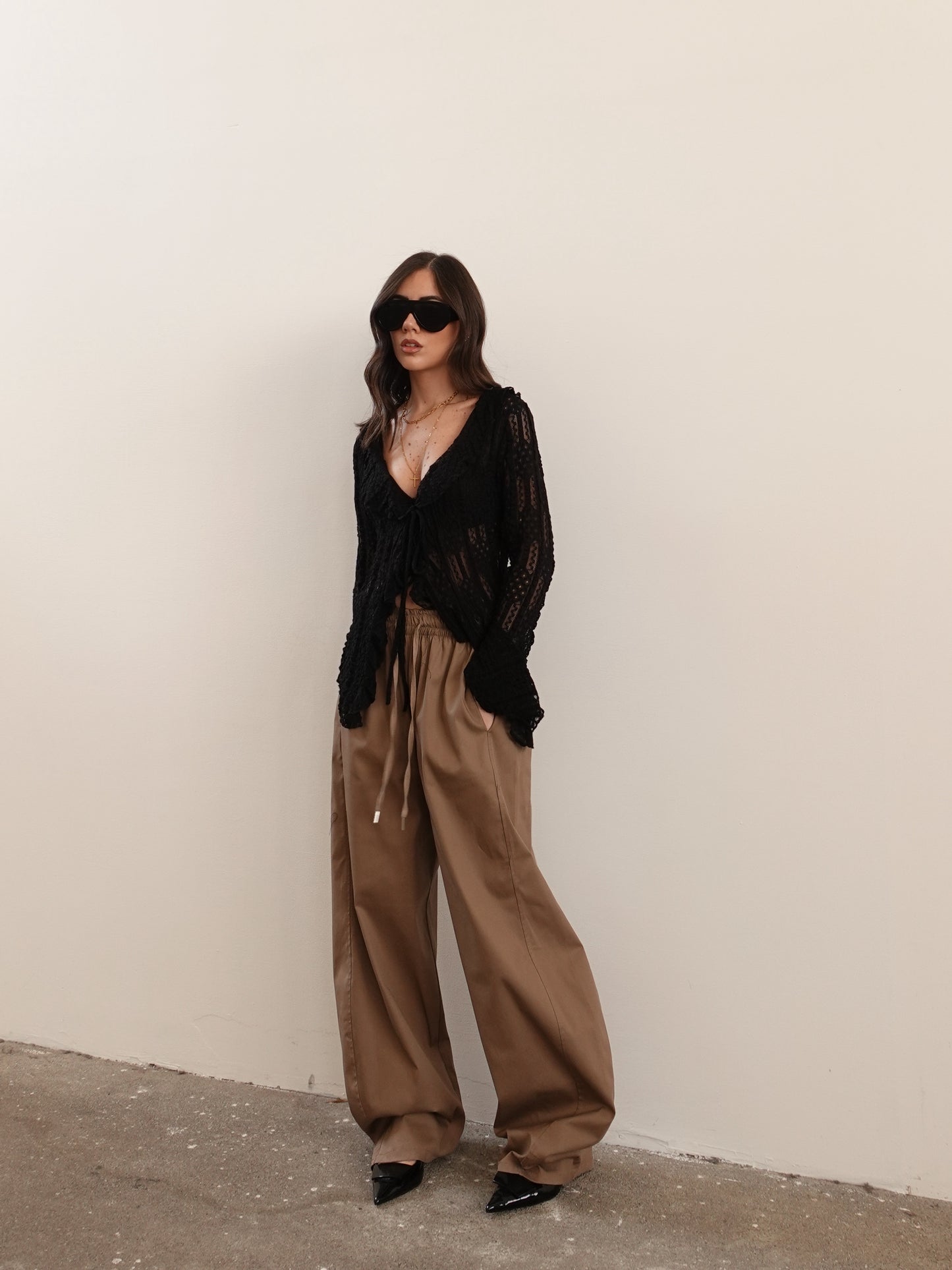 BLUSA TRAFORATA IN PIZZO - NERO 14960