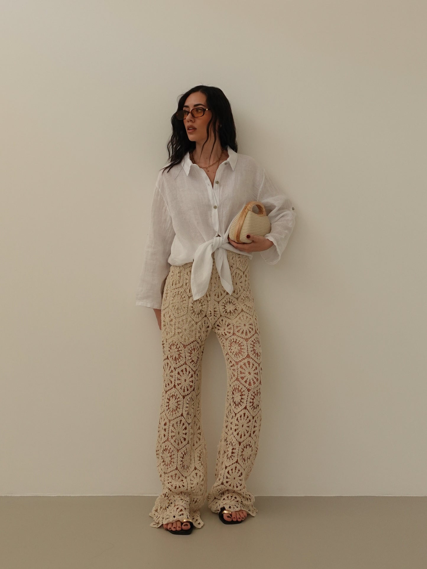 CAMICIA SAHARA 100% LINO - BIANCO 03168