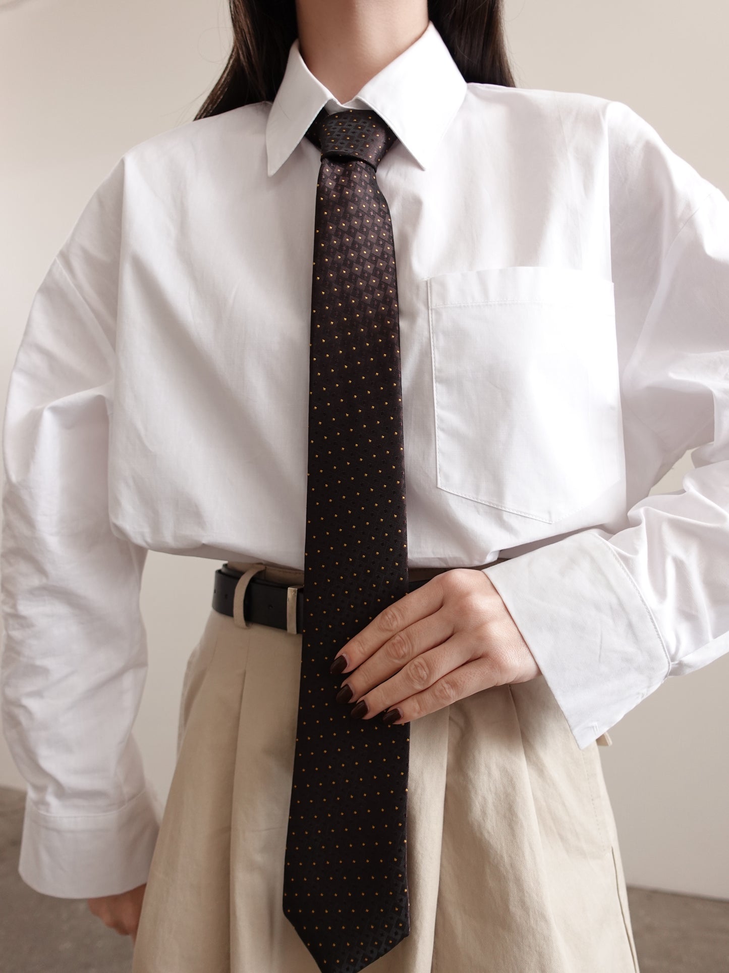 CRAVATTA MAN POIS - CHOCOLATE/GIALLO