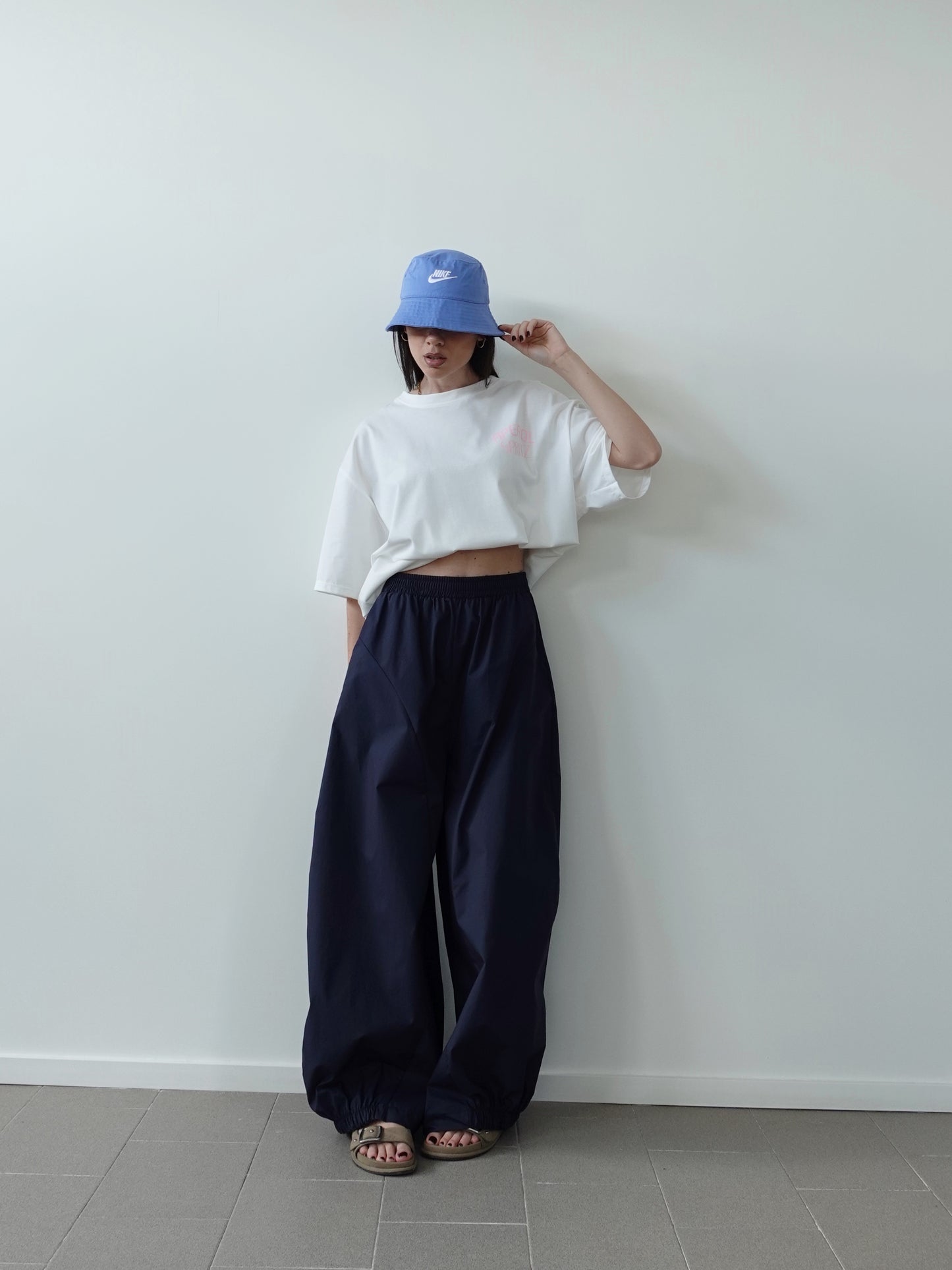 PANTALONI BAGGY BALLOON IN COTONE - BLU CNZ21