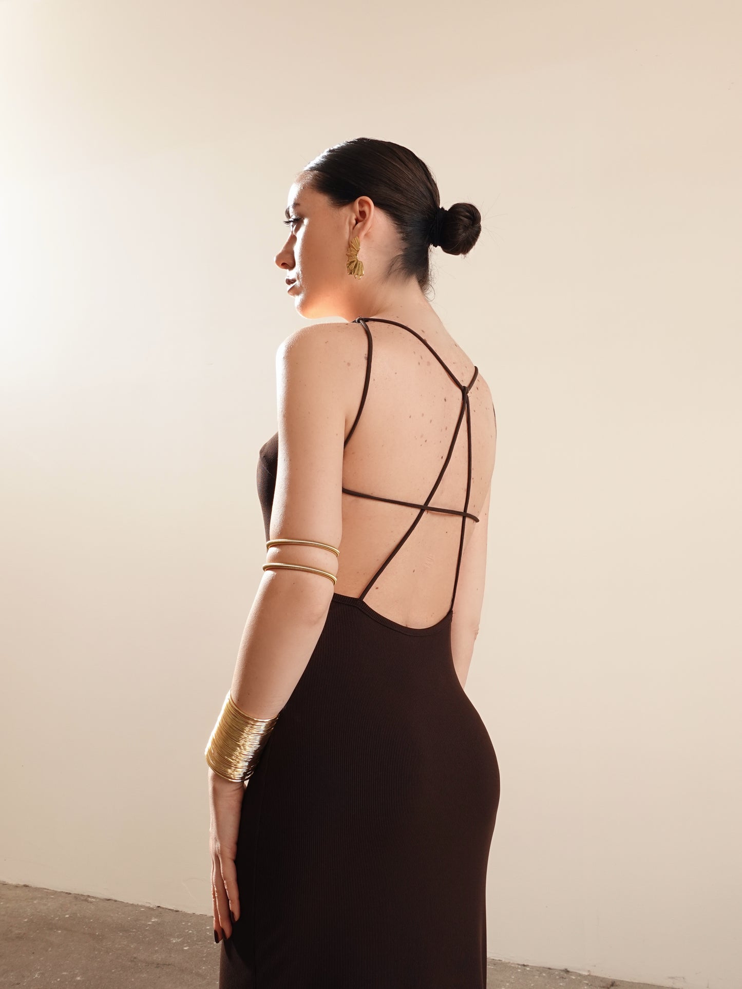 LONG DRESS A COSTE MERIDA - CIOCCOLATO 25012