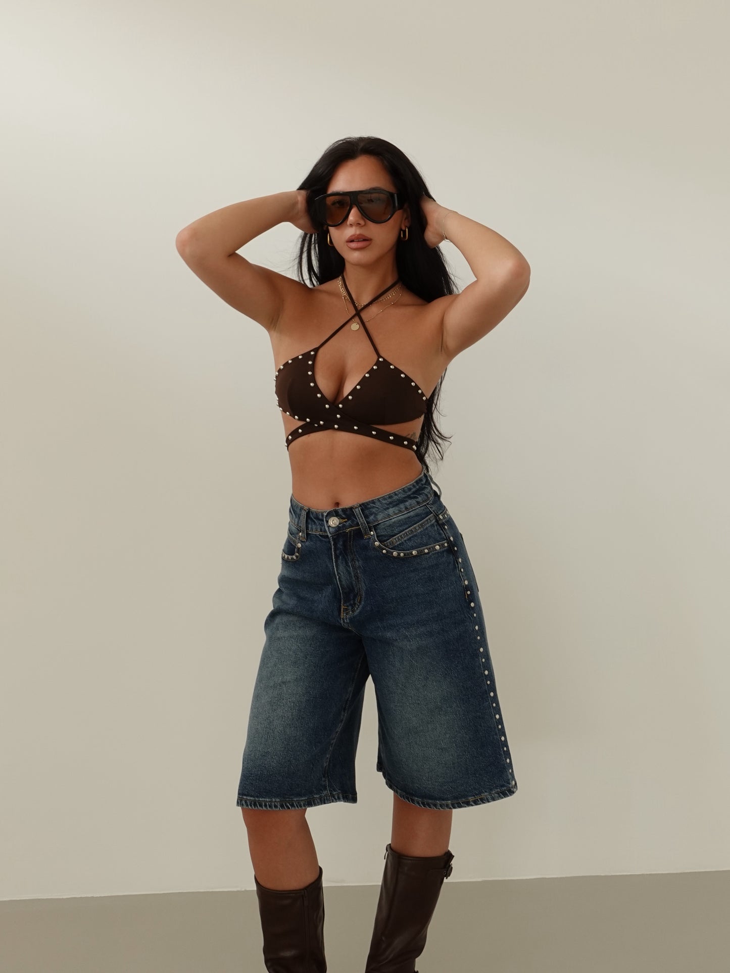 BIKINI CON BORCHIE - CIOCCOLATO 20272