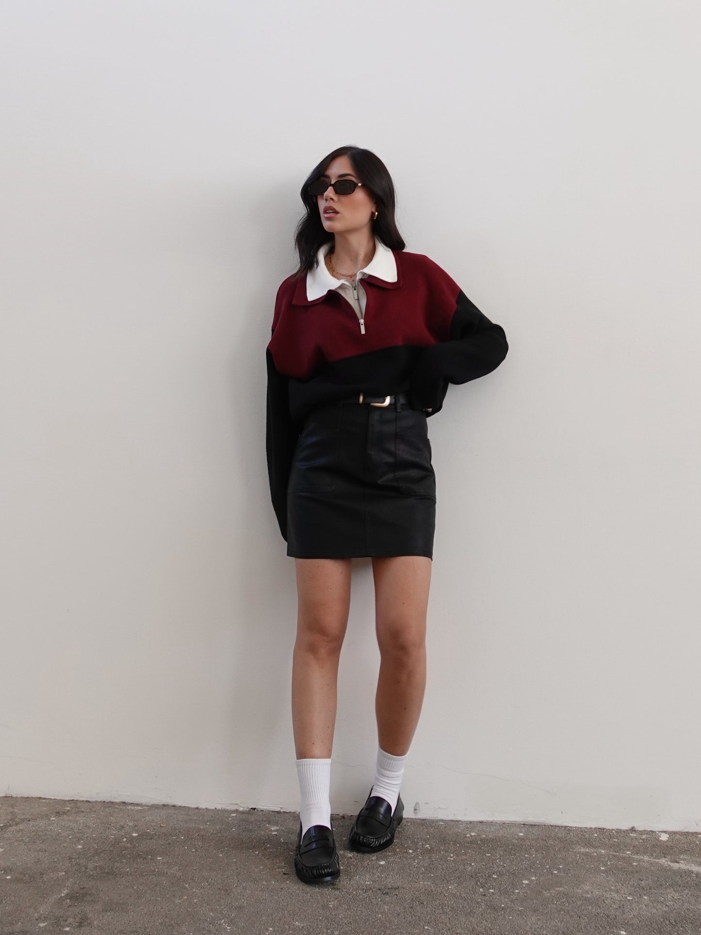 GONNA IN ECOPELLE CON CINTURA - NERO 018