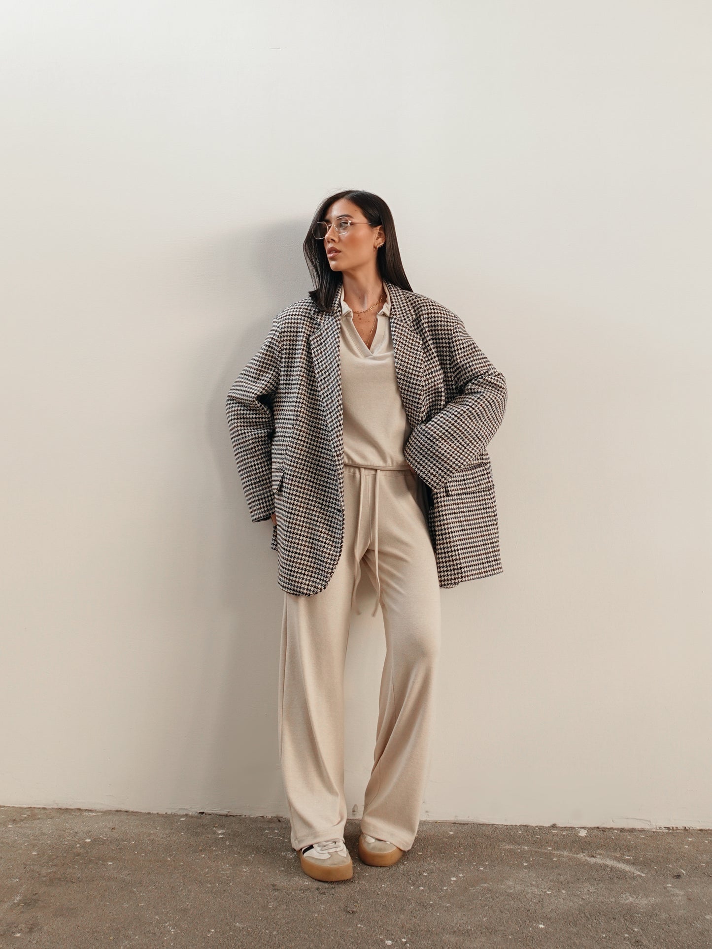 GIACCA/CAPPOTTO PIED DE POULE - BLU/MARRONE GC-02