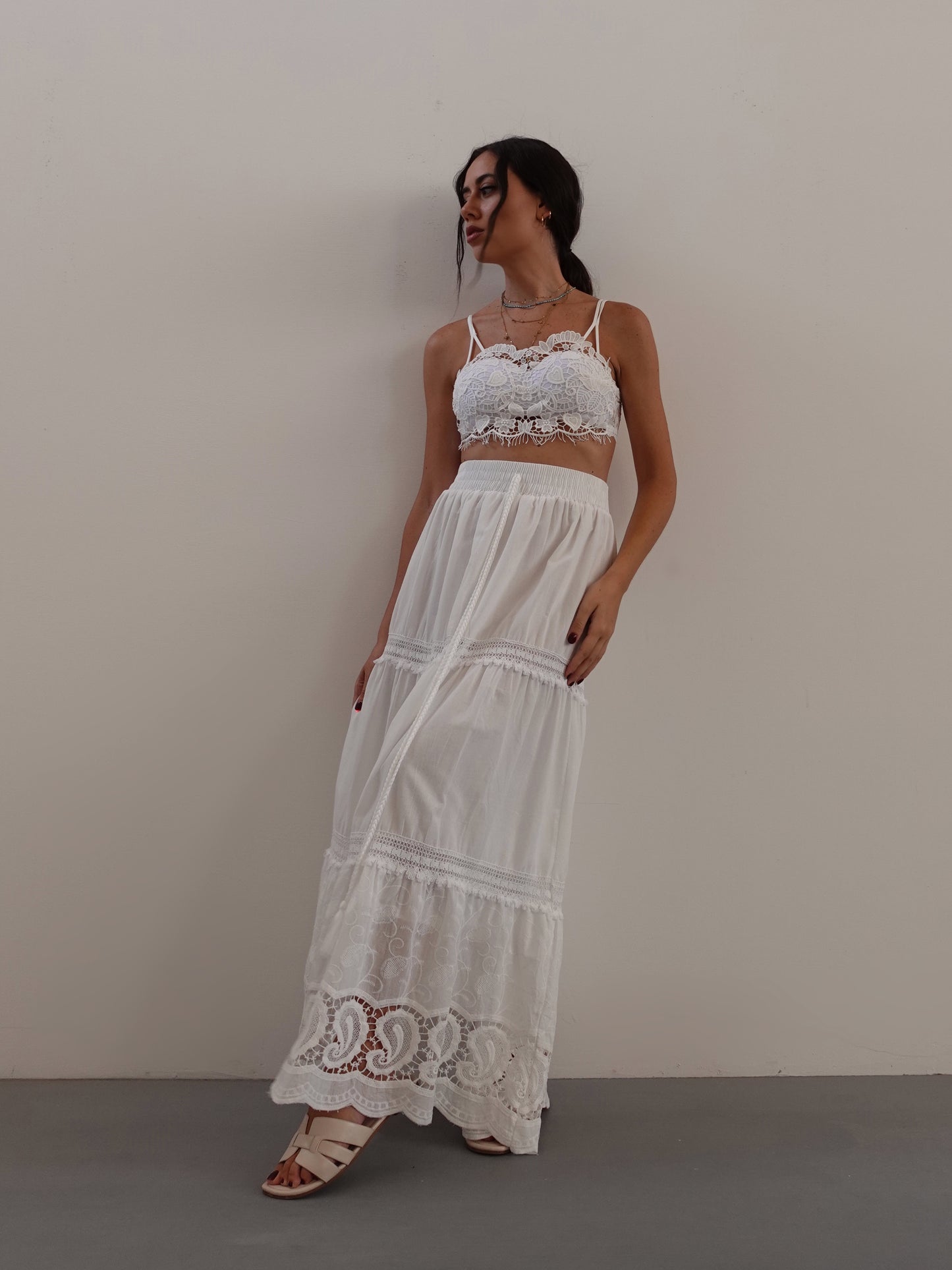 BRALETTE IN MACRAME' PUSH UP - BIANCO 8704