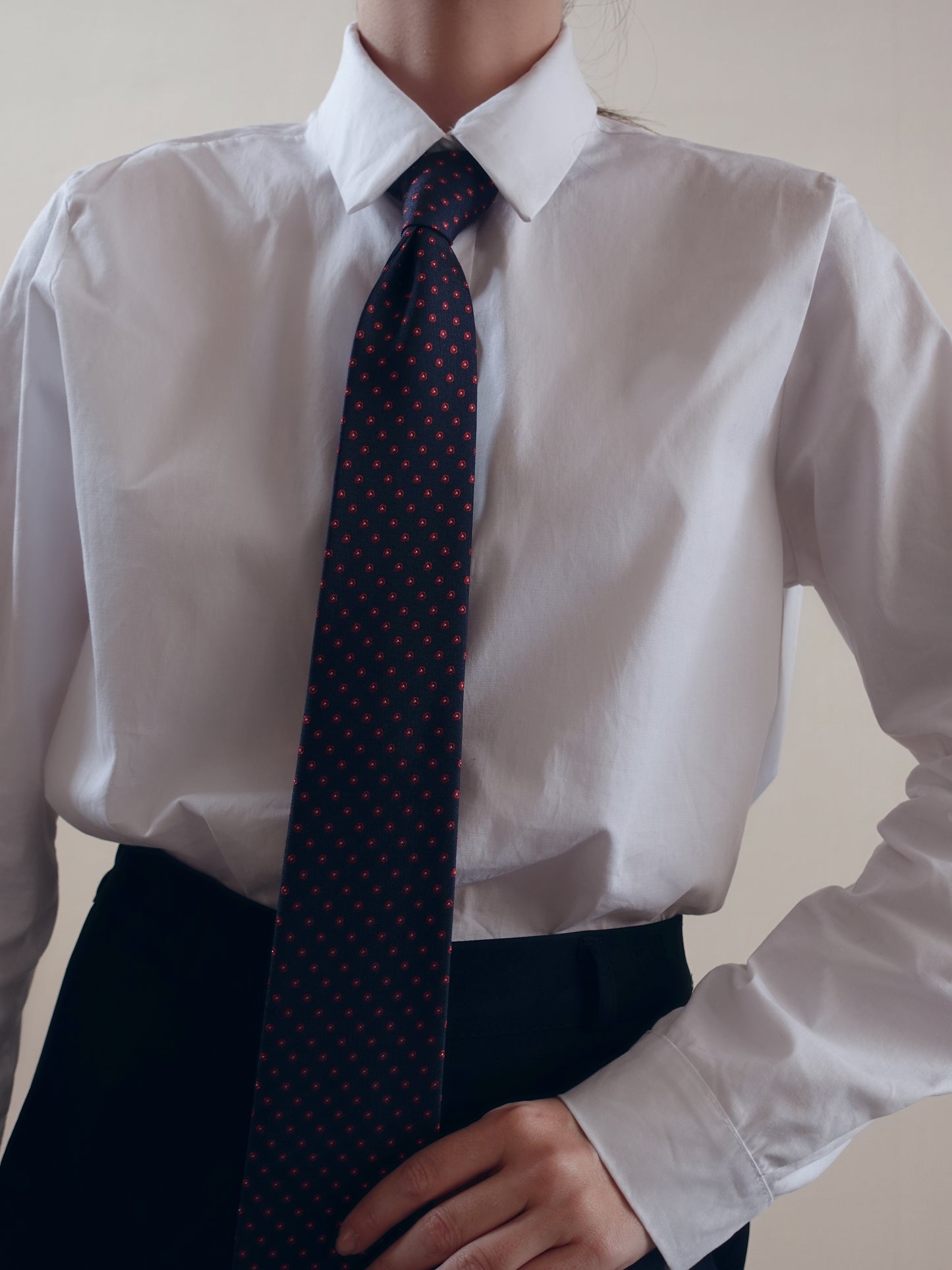CRAVATTA MAN CON POIS BORDEAUX - BLU