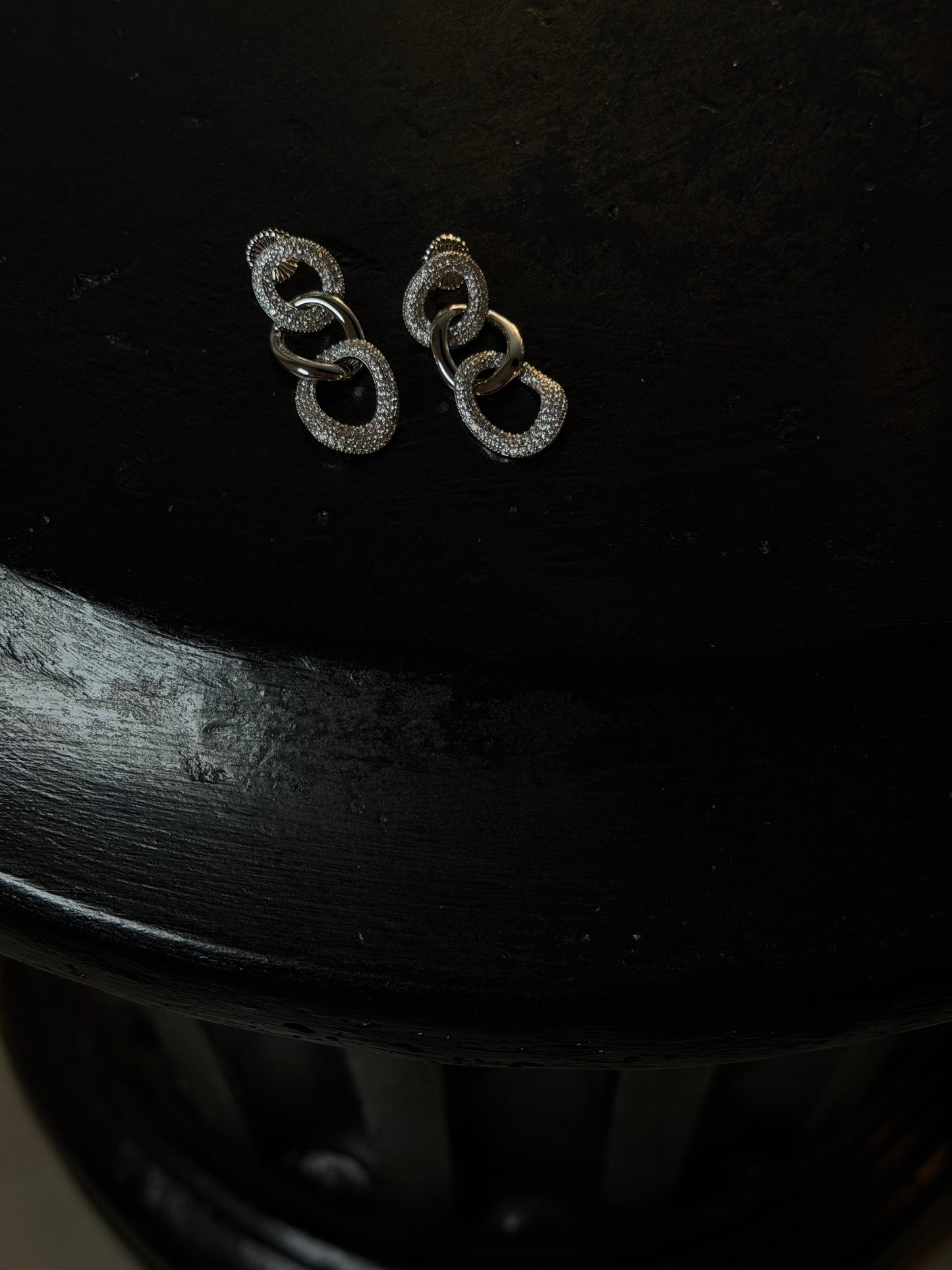 ORECCHINI GLITTER CHAIN - ARGENTO