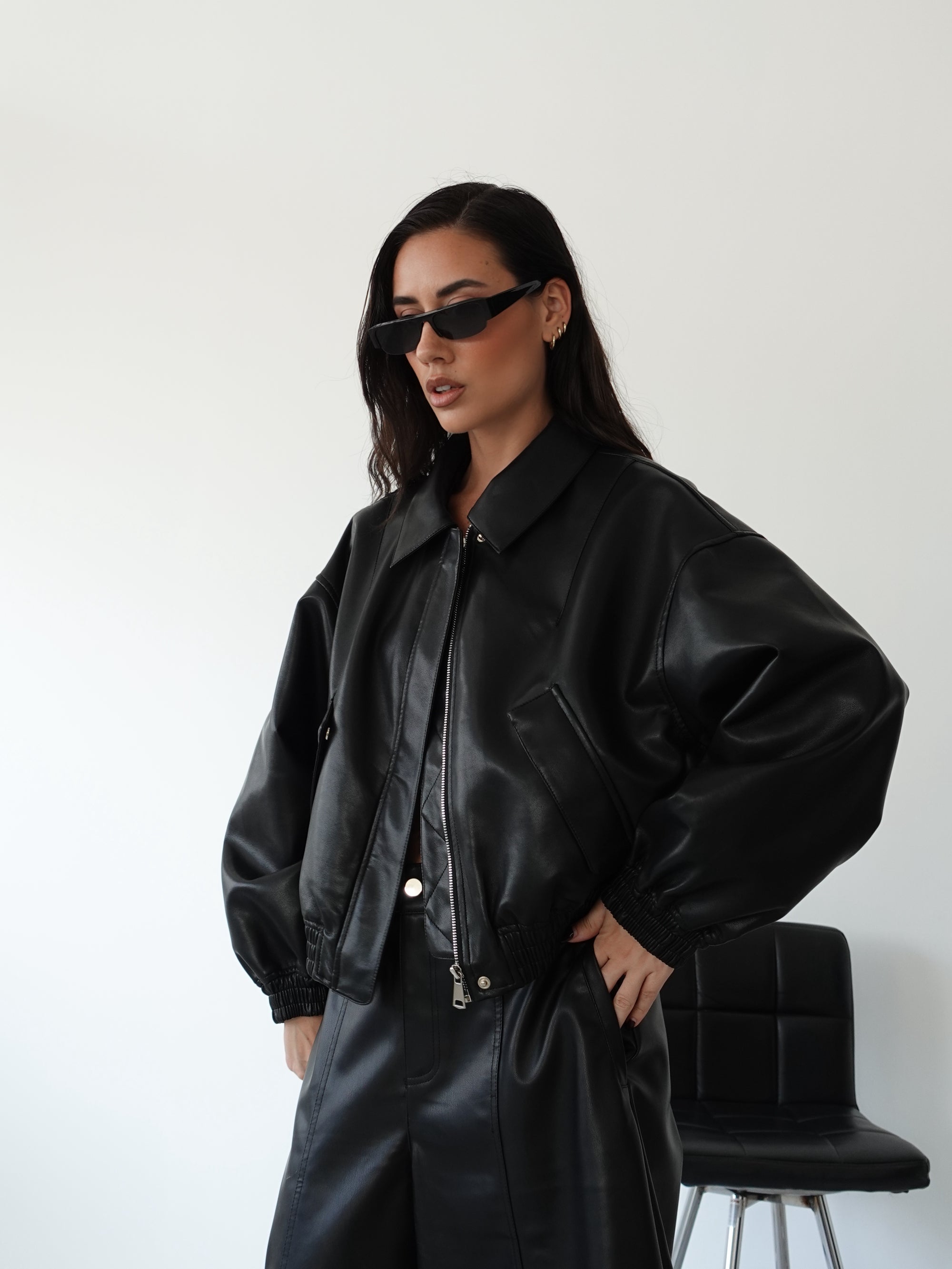 GIACCA IN ECOPELLE H143 - NERO 8936