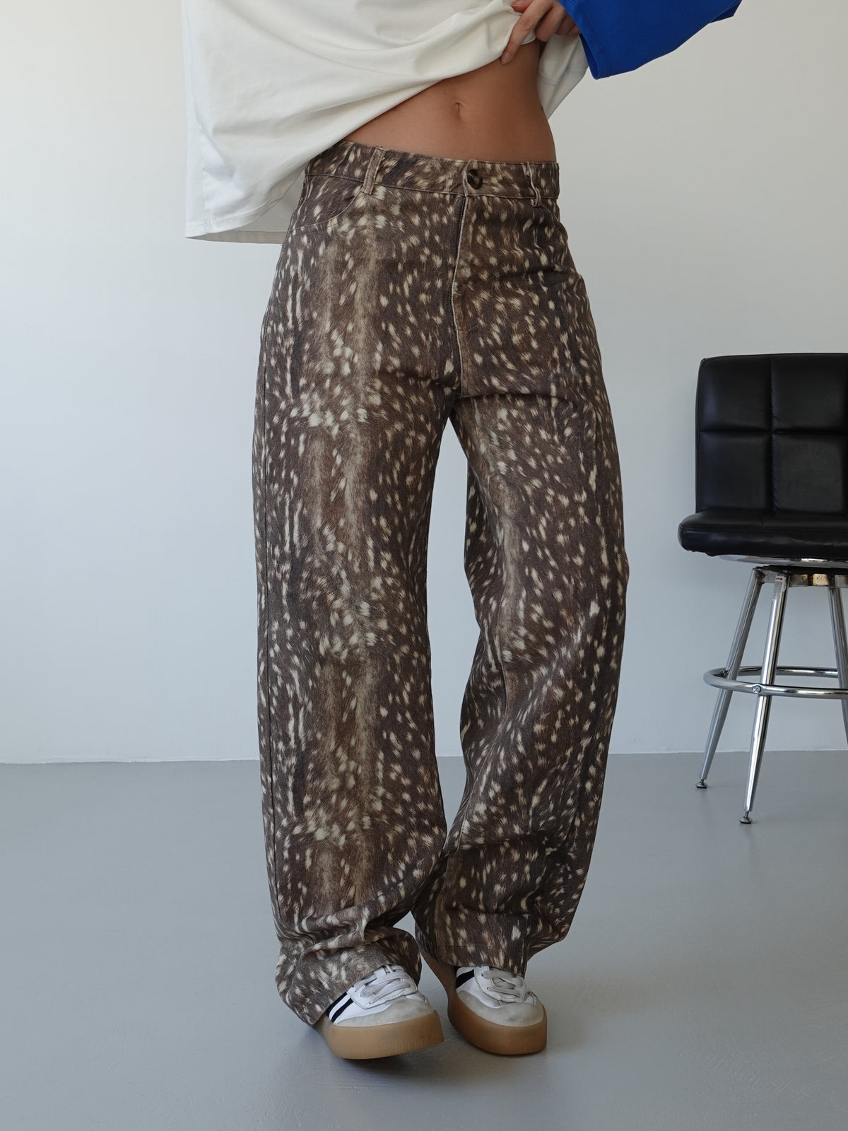 JEANS WIDE LEG BAMBI - MARRONE/BEIGE 8551
