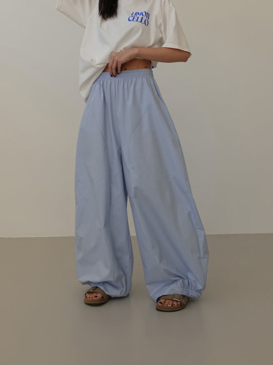 PANTALONI BAGGY BALLOON IN COTONE - AZZURRO CNZ21