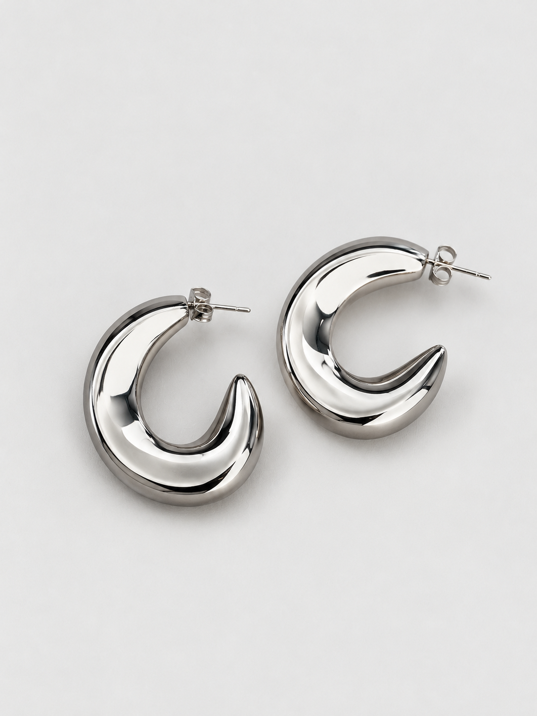 ORECCHINI MEZZALUNA FLAT GRANDI - ARGENTO