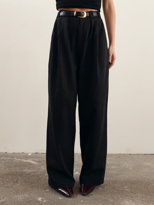 PANTALONI CARROT FIT CON CINTURA - NERO 14737