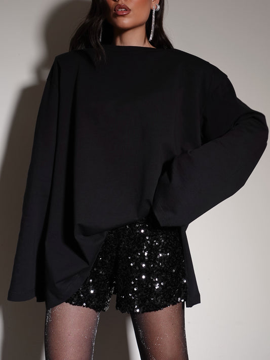 LONG SLEEVE CON SPALLINE - NERO