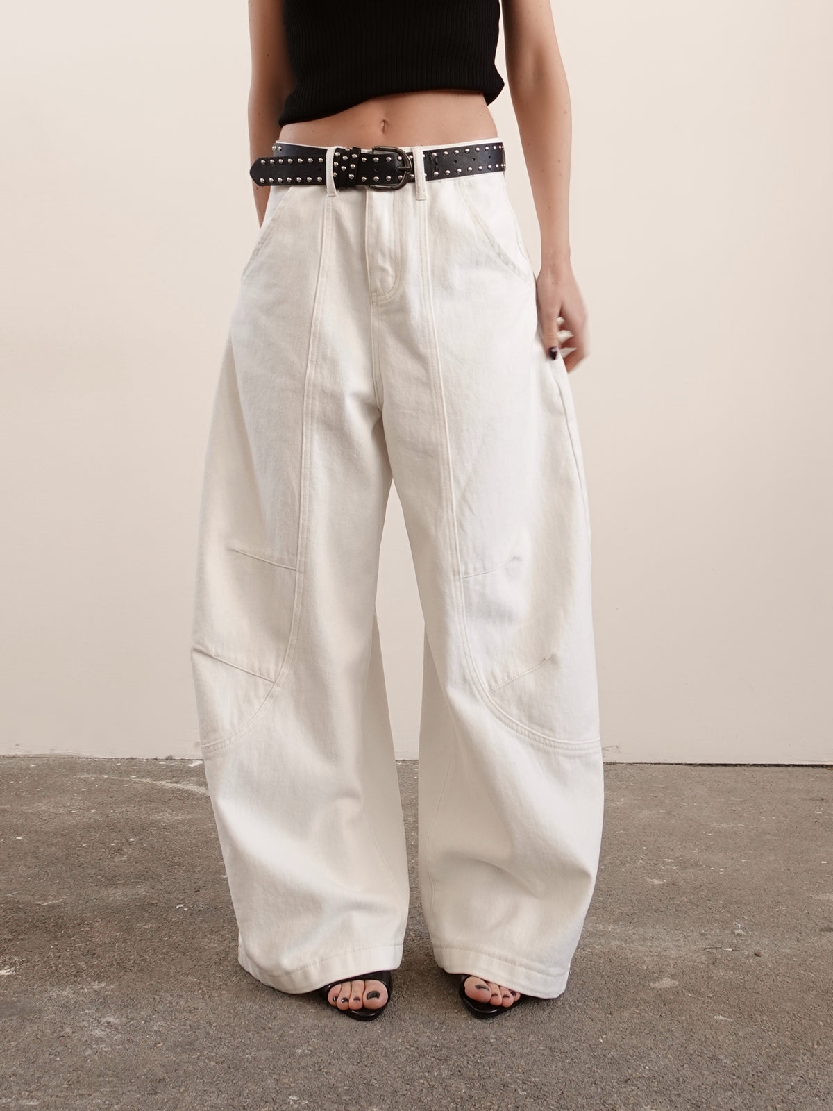 JEANS BAGGY BALLOON WHITE CON CINTURA 58016
