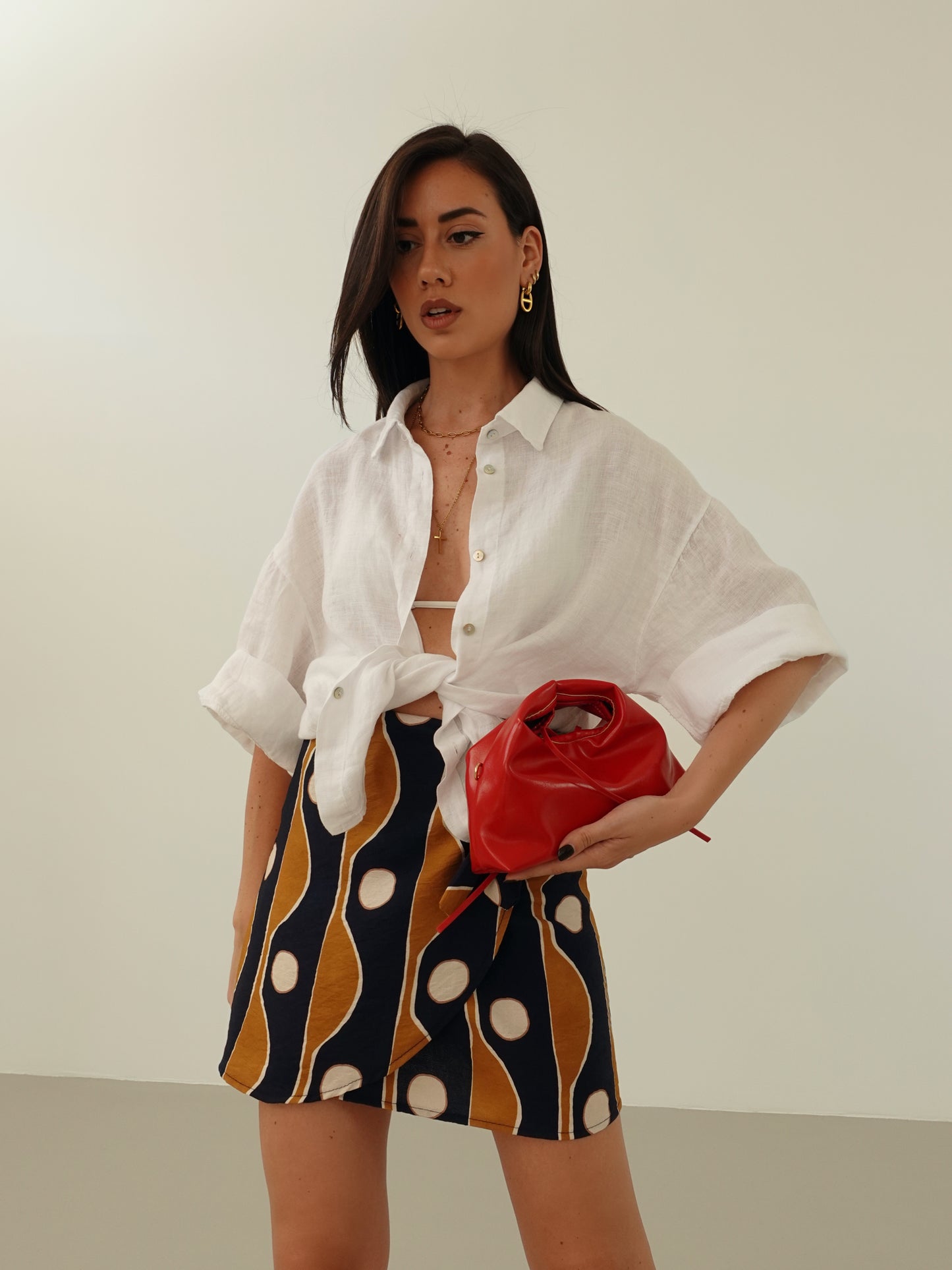 CAMICIA 100% LINO MEZZA MANICA - BIANCO 10742