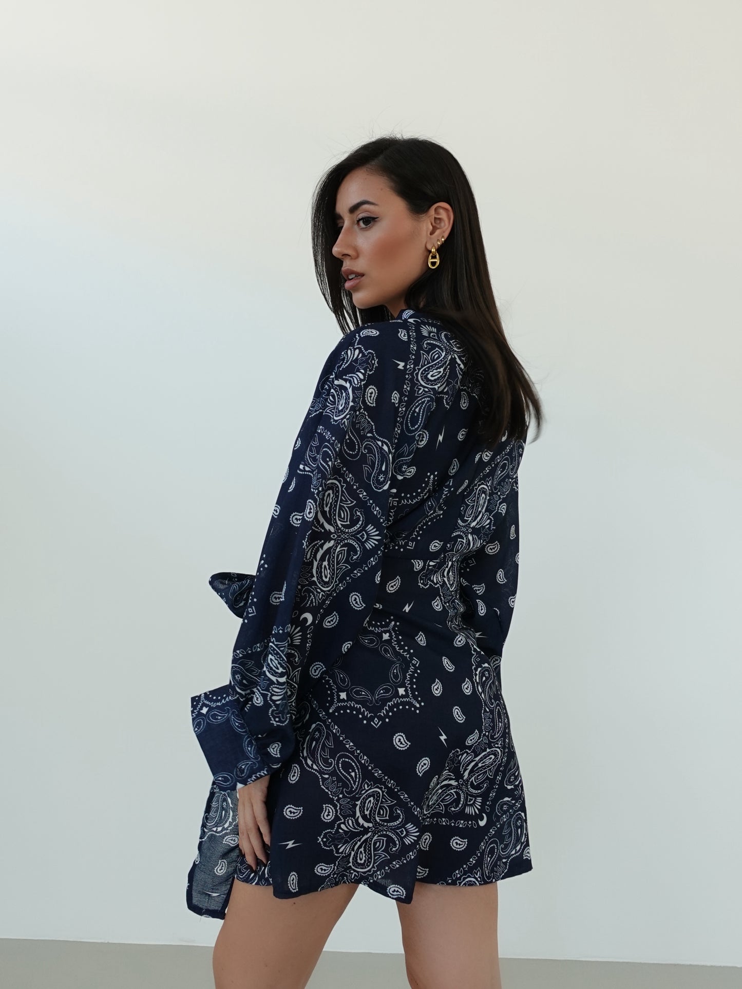 MINI DRESS BANDANA A PORTAFOGLIO  - BLU 668088