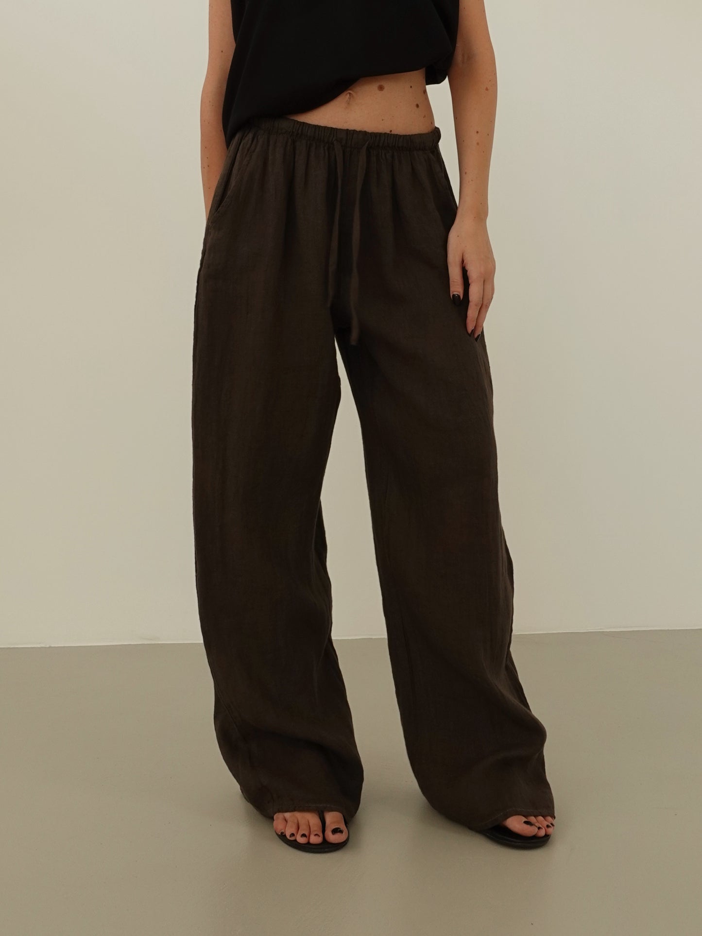PANTALACCIO 100% LINO - CIOCCOLATO 24205