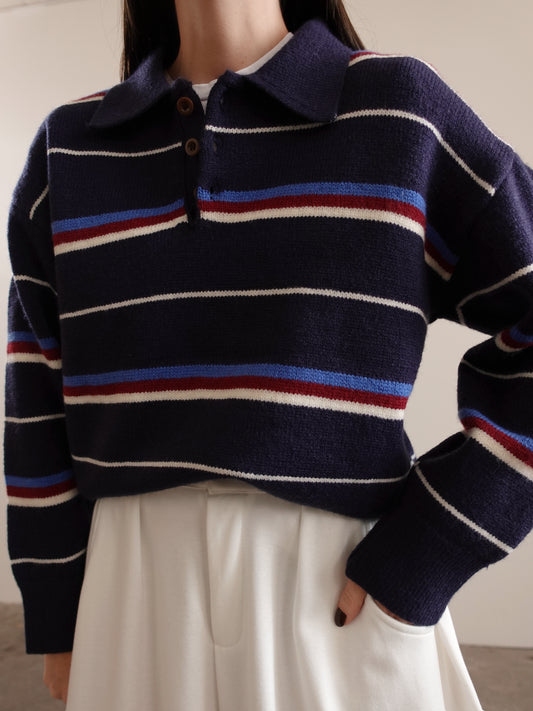 MAGLIONE POLO A RIGHE - BLU 625