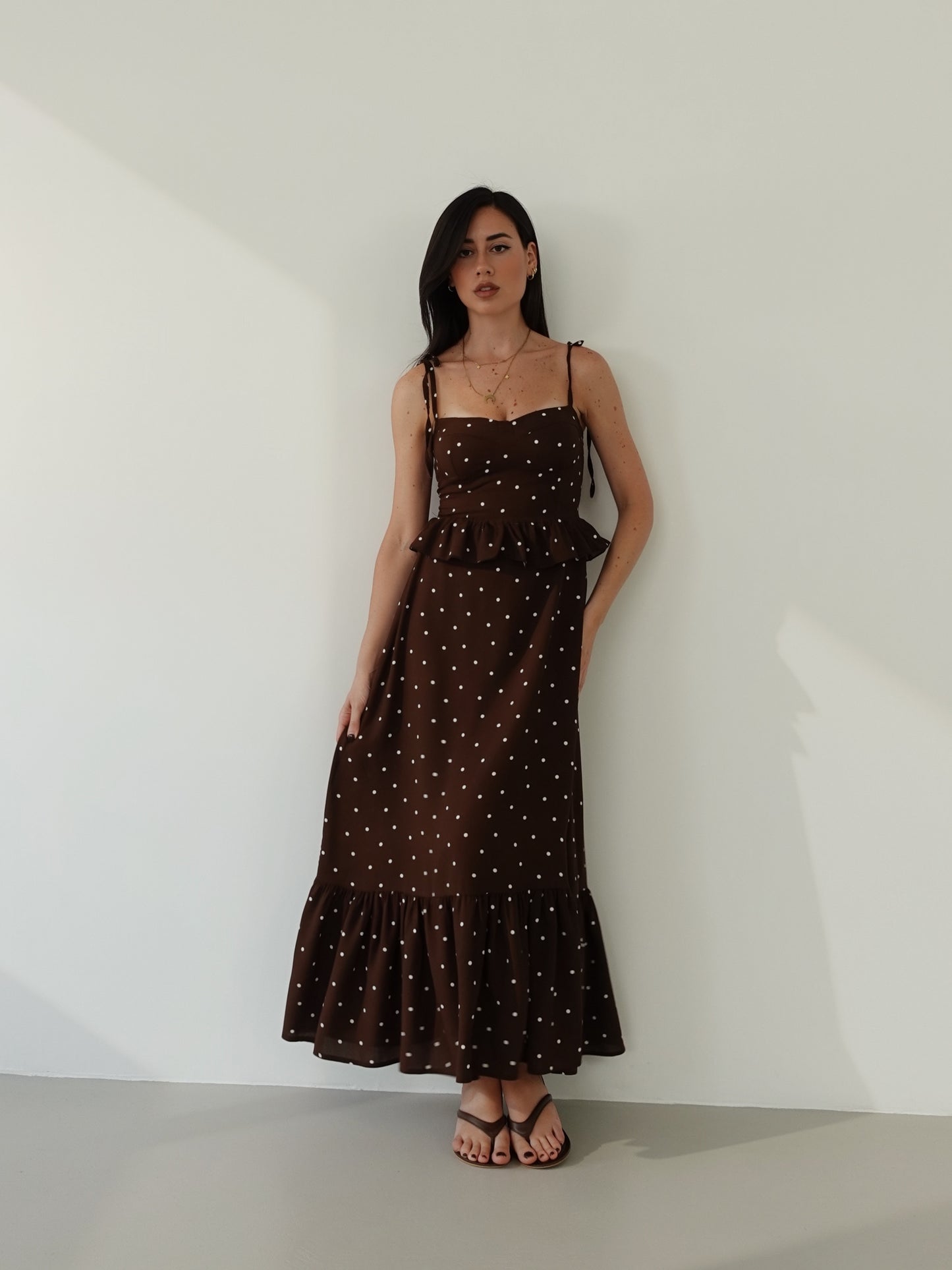 VESTITO COUNTRY A POIS - MARRONE 708888