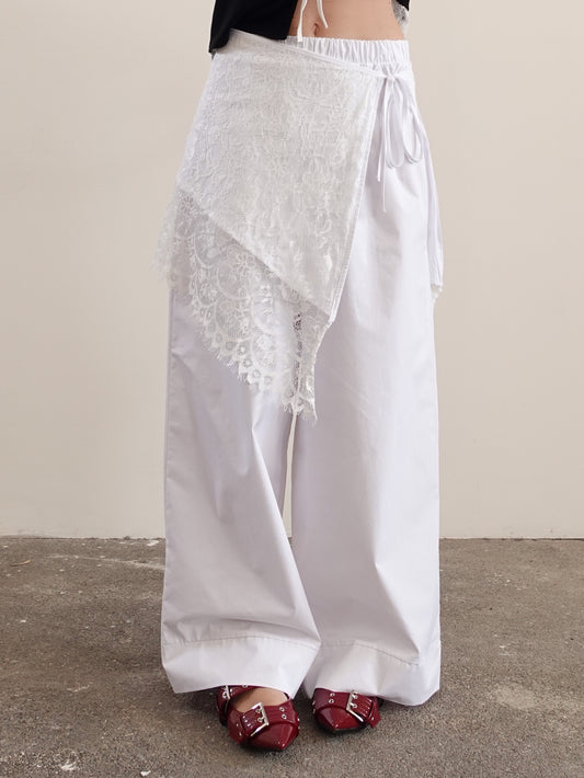 PANTALONI + PAREO IN PIZZO - BIANCO 12659