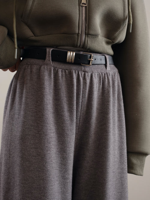 PANTALONI IN MAGLIA WIDE LEG CON CINTURA - GRIGIO 15674