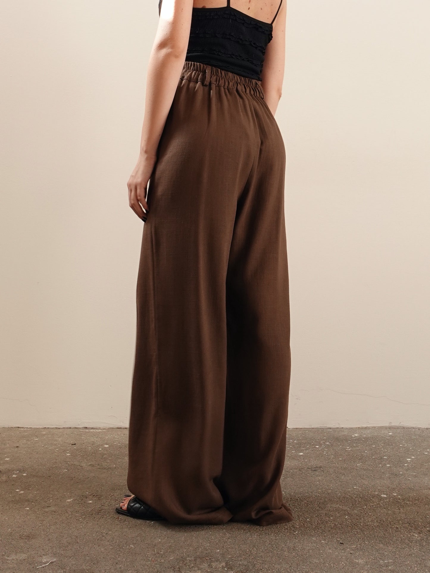 PANTALONI MISTO LINO/VISCOSA - MARRONE 5845