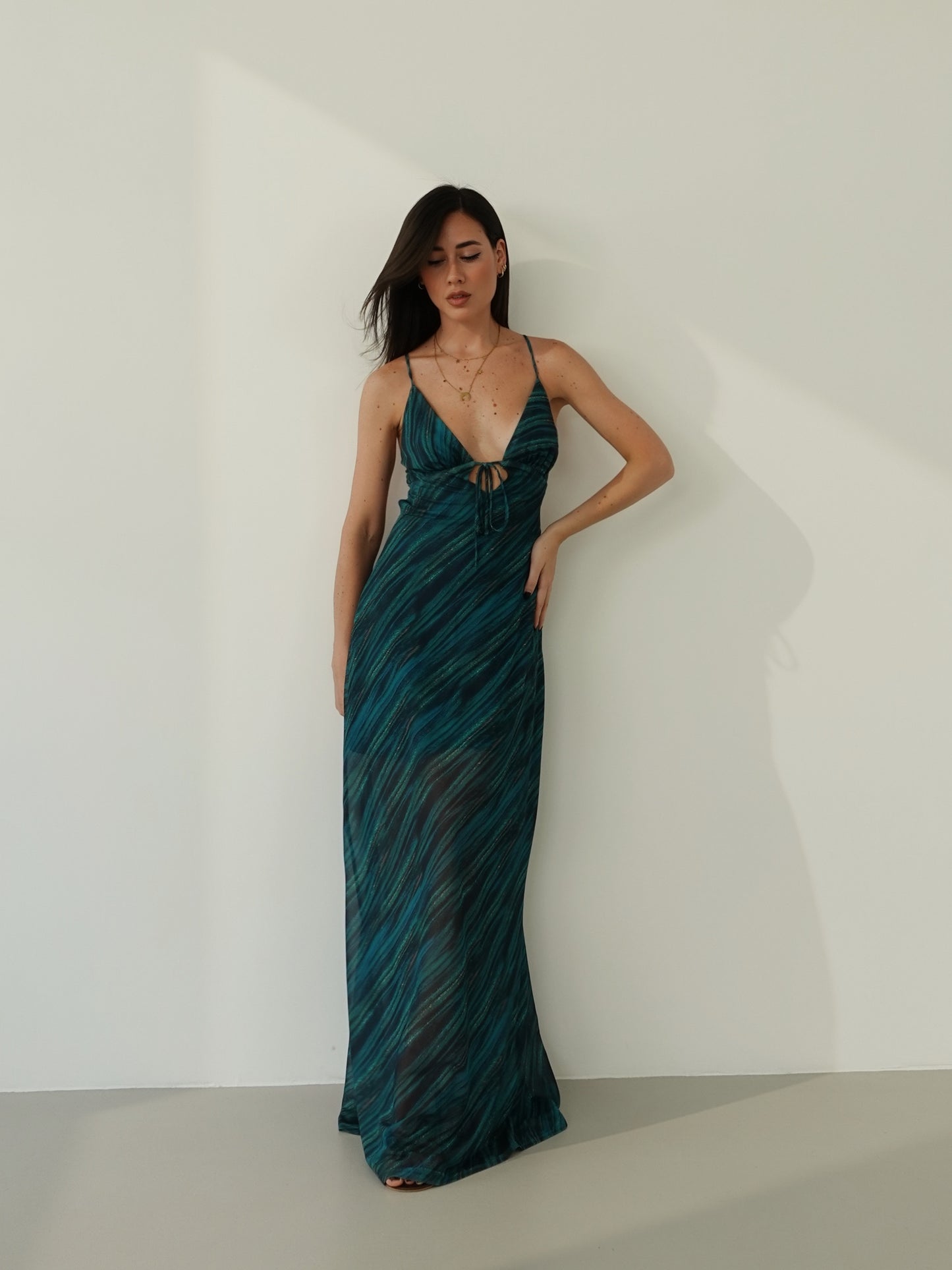 LONG DRESS VELATO EMERALD - VERDE 15650-7