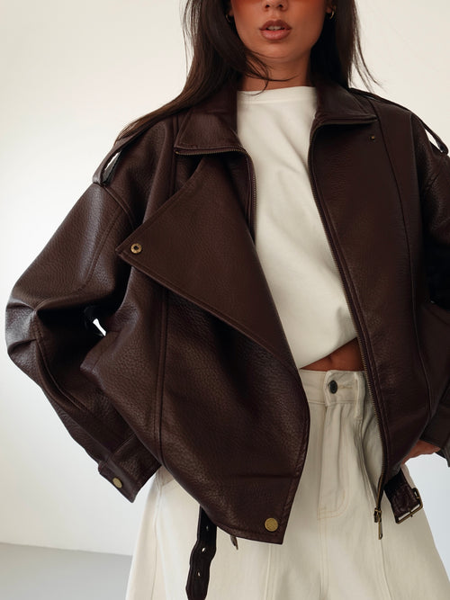 GIACCA OVER TOP GUN IN ECOPELLE - BURGUNDY 30384