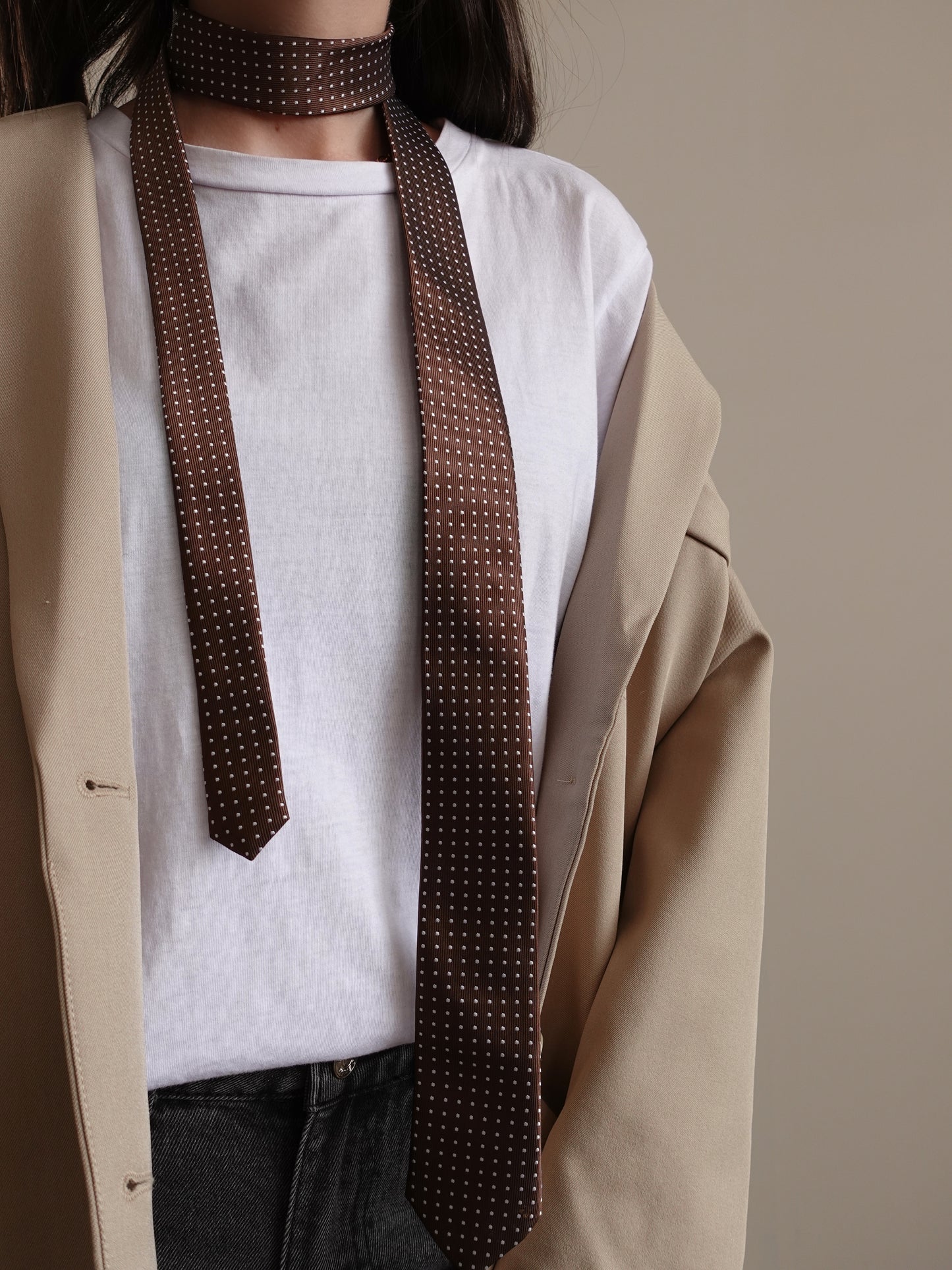 CRAVATTA MAN A POIS - MARRONE