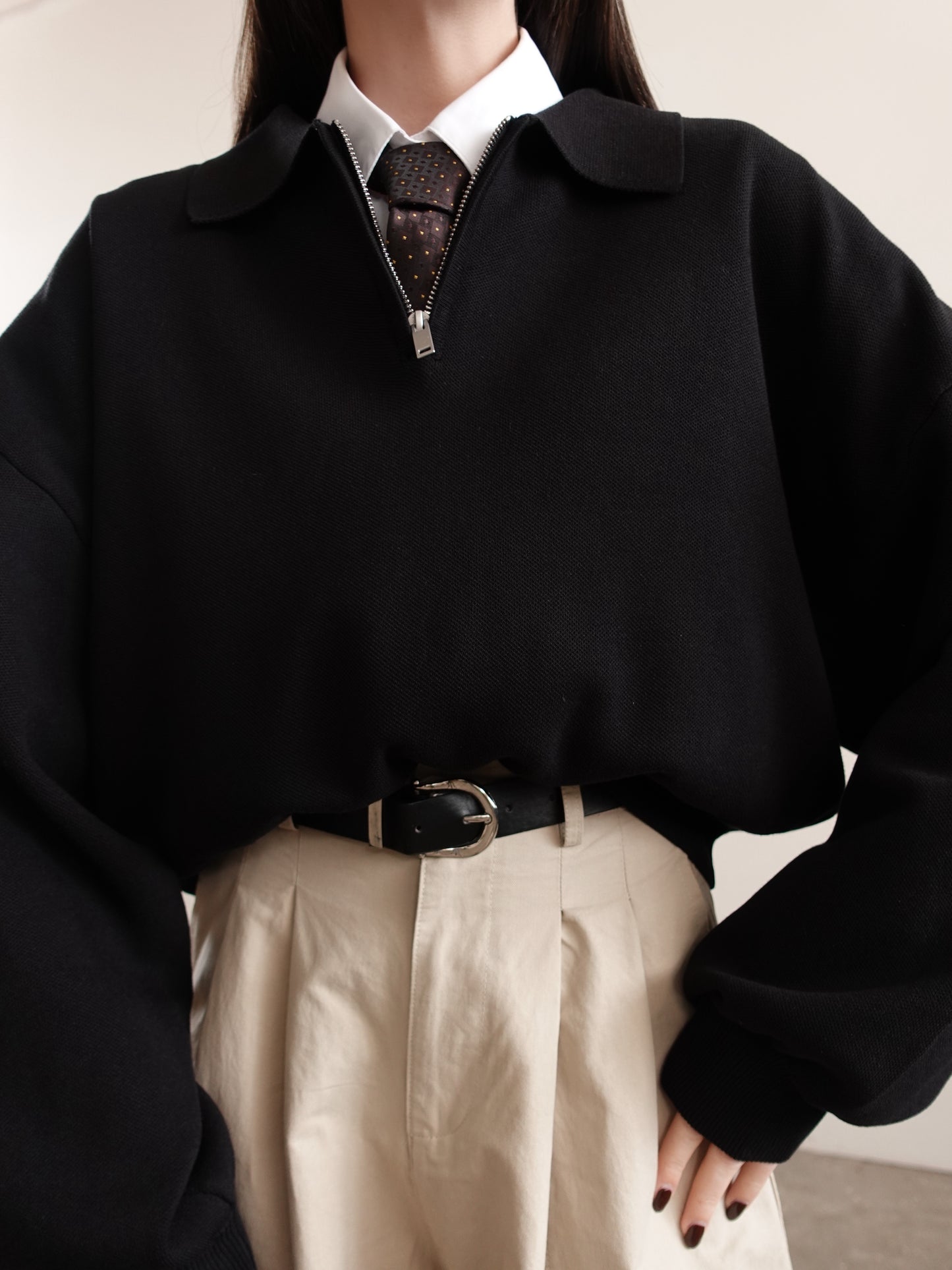 POLO CON ZIP - NERO 43037