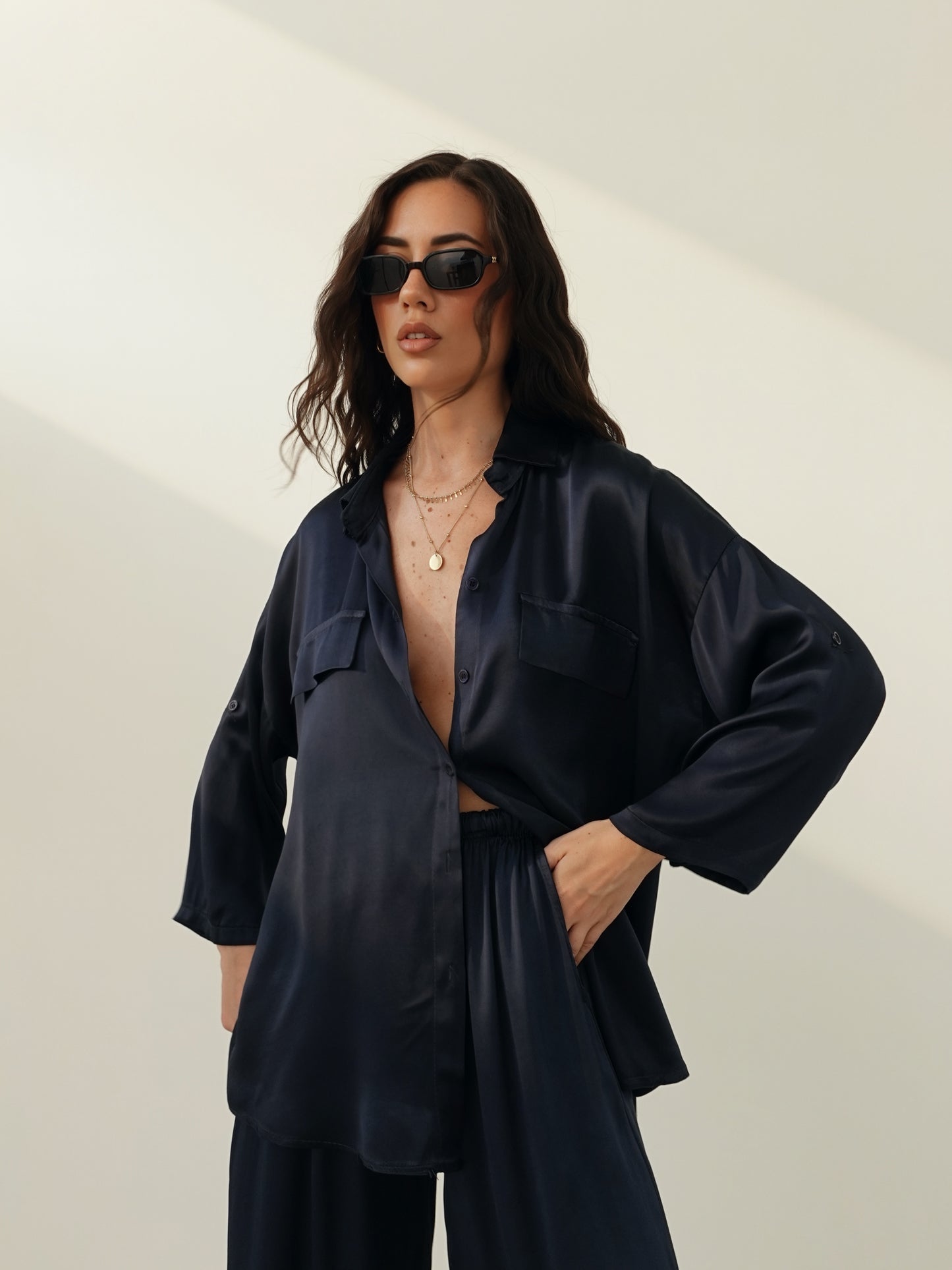 CAMICIA SATIN - BLU NOTTE 24512