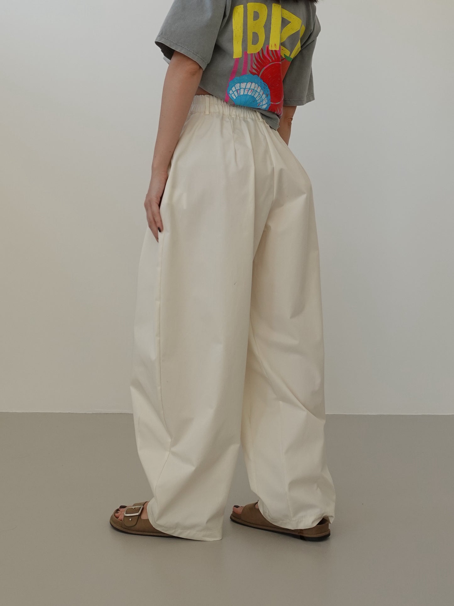 PANTALONI BALLOON 100% COTONE - PANNA 12651