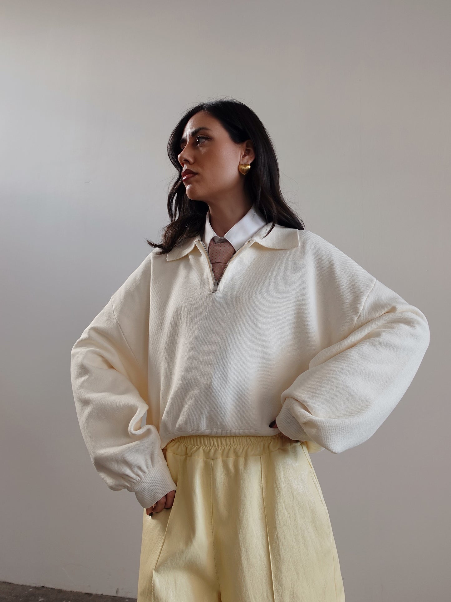 POLO CON ZIP - PANNA 43037