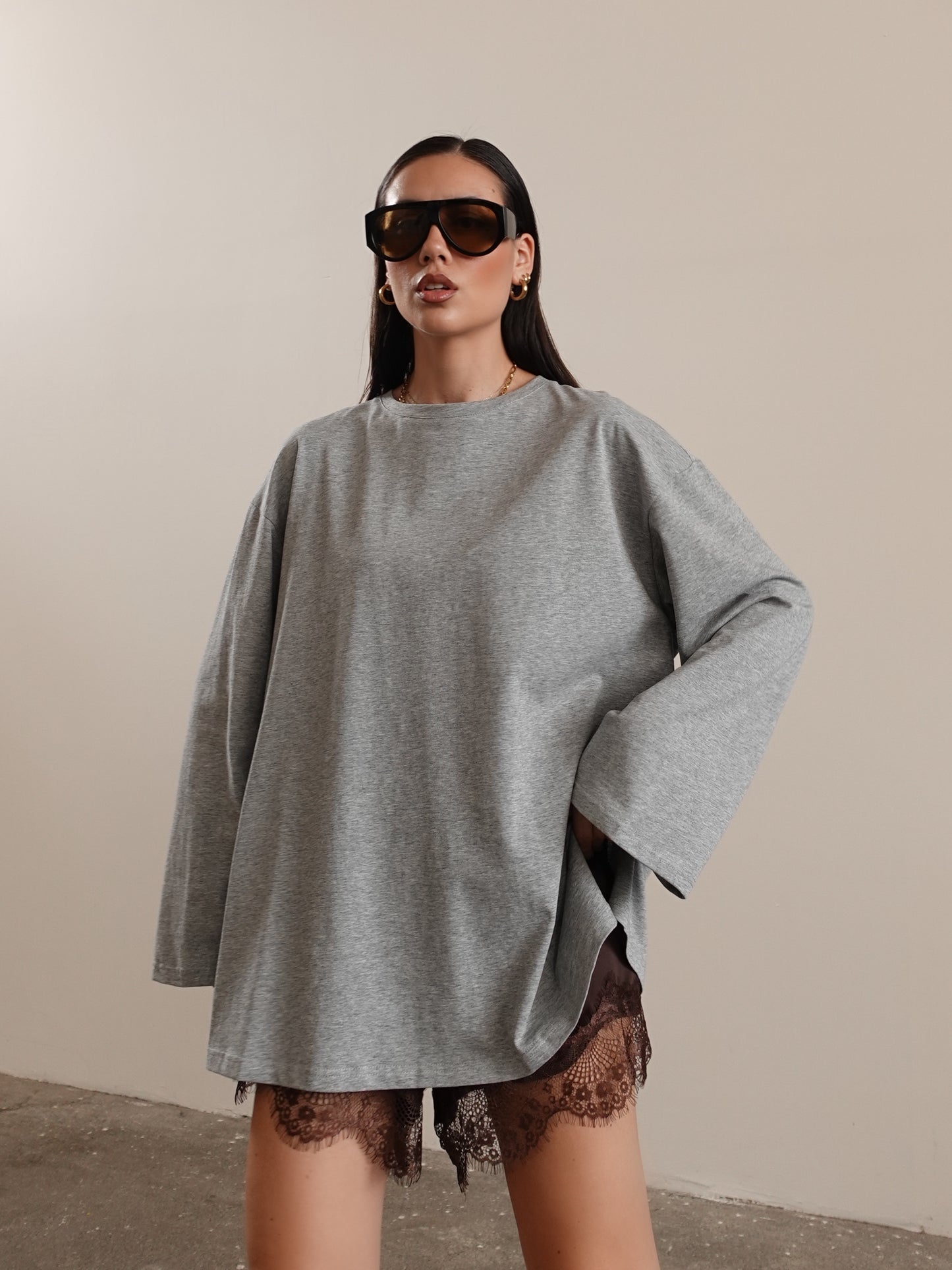 LONG-SLEEVE IN COTONE - GRIGIO 3205