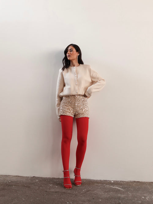 CULOTTE IN CINIGLIA CON PAILLETTES - CREMA 27710