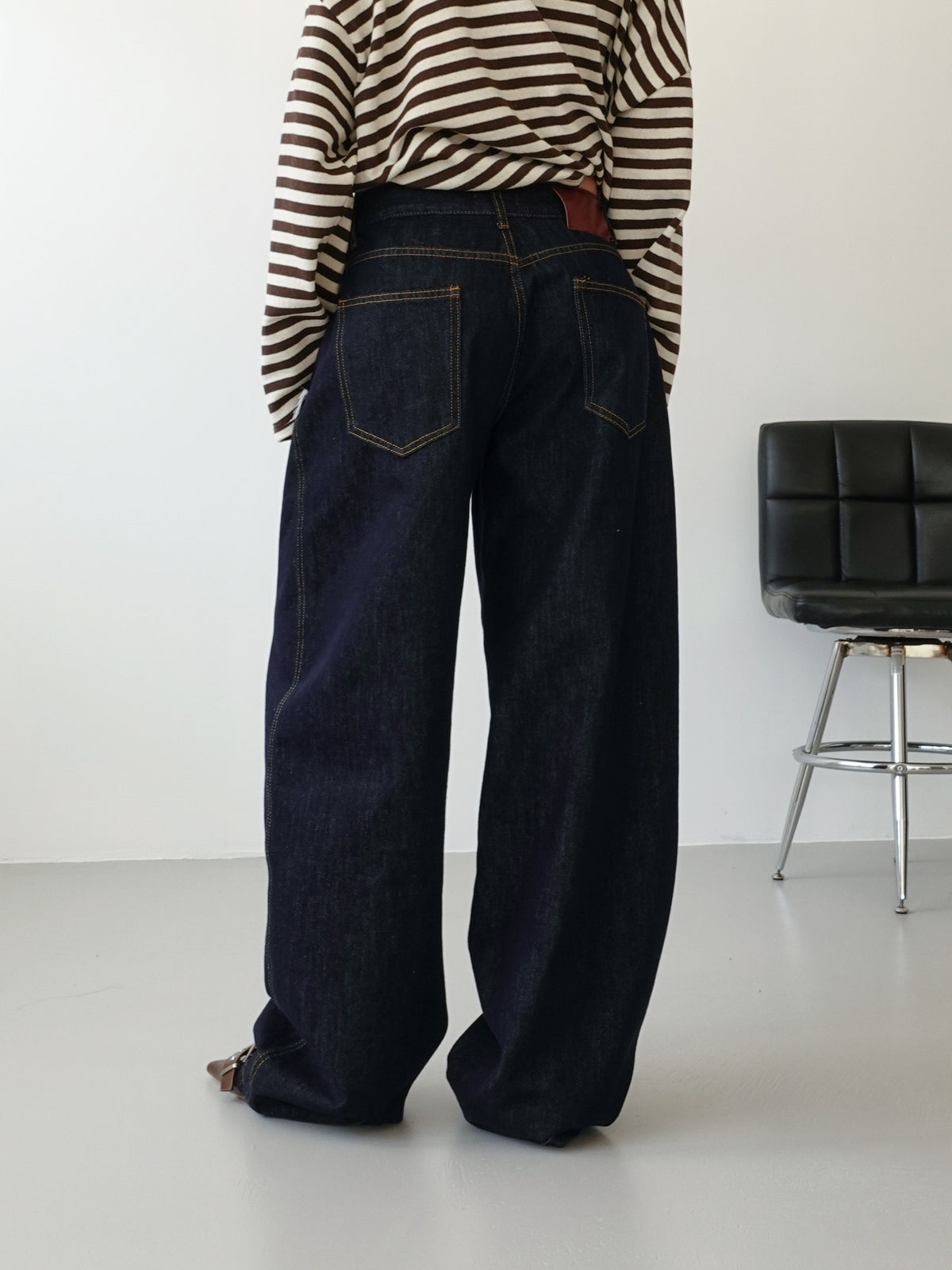 JEANS BAGGY BALLOON DOUBLE WAIST - BLU SCURO 22520