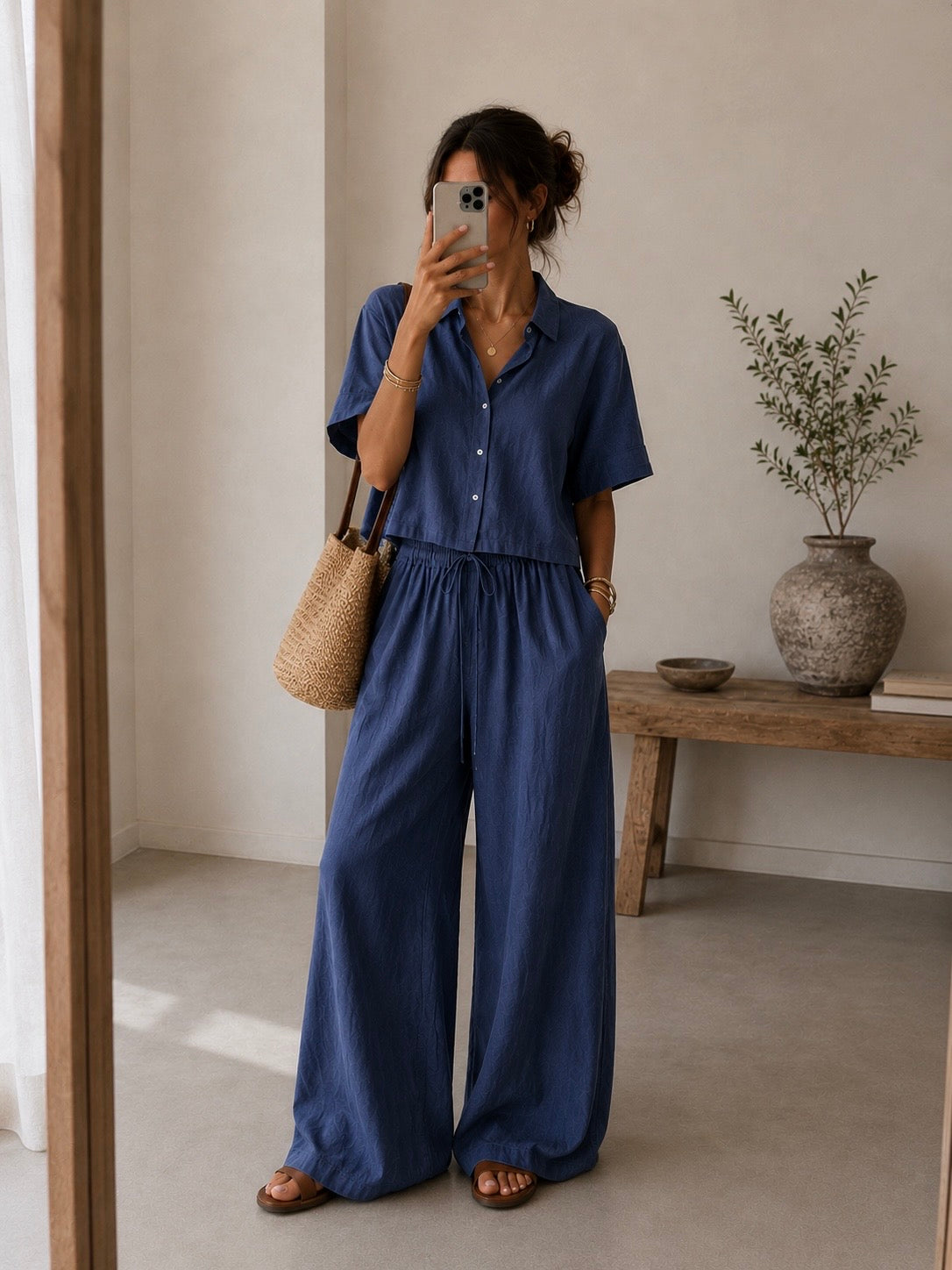 CAMICIA IN LINO MURCIELAGO - BLU 8313