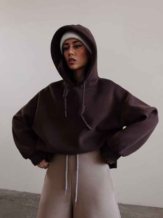 FELPA PHOENIX CON CAPPUCCIO - MARRONE 3703