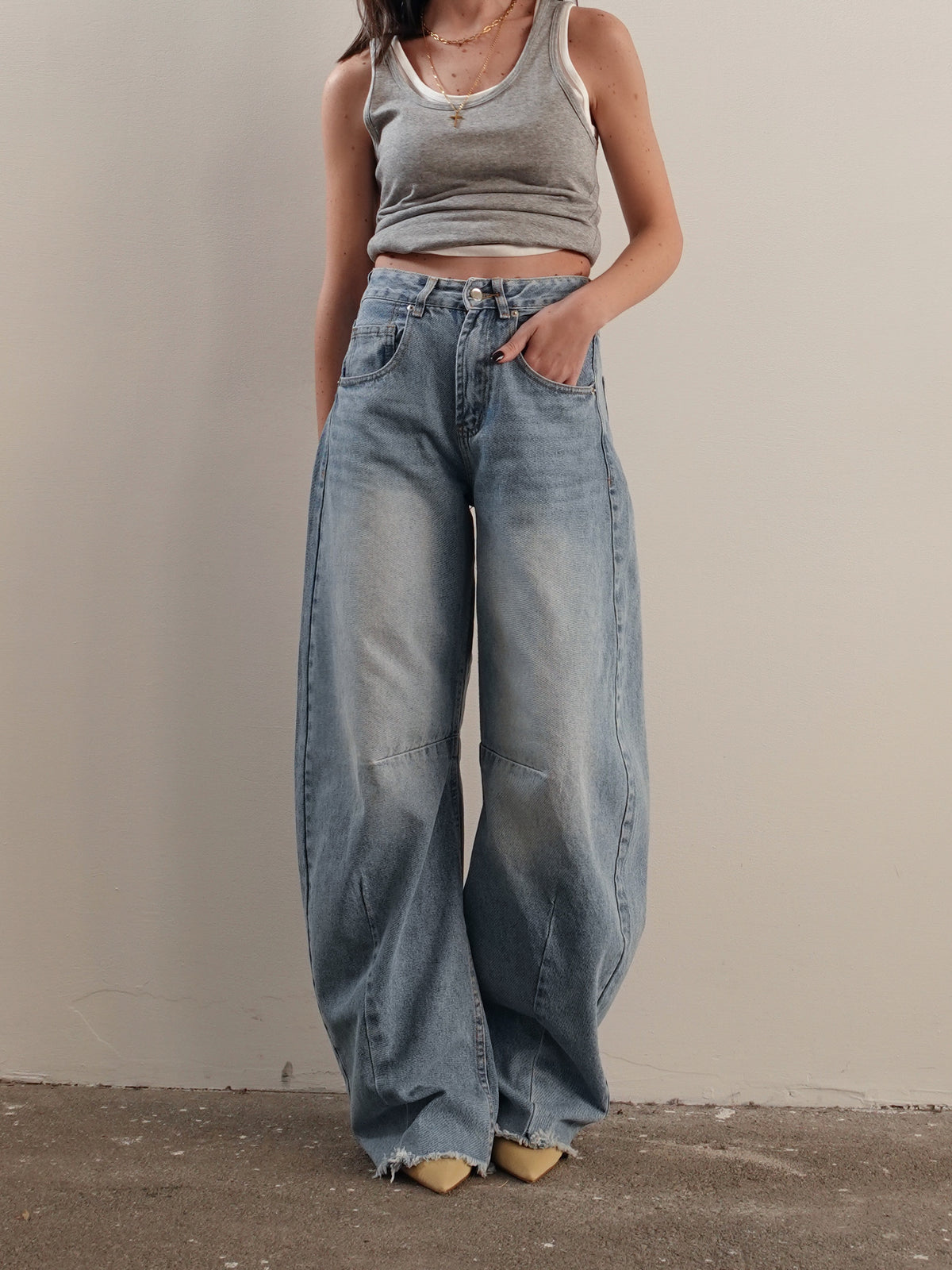 JEANS SKATER BALLOON FIT - LAVAGGIO CHIARO 2044