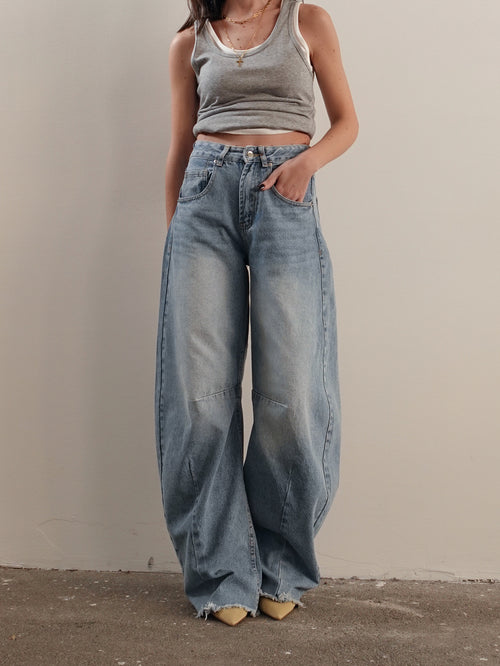 JEANS SKATER BALLOON FIT - LAVAGGIO CHIARO 2044