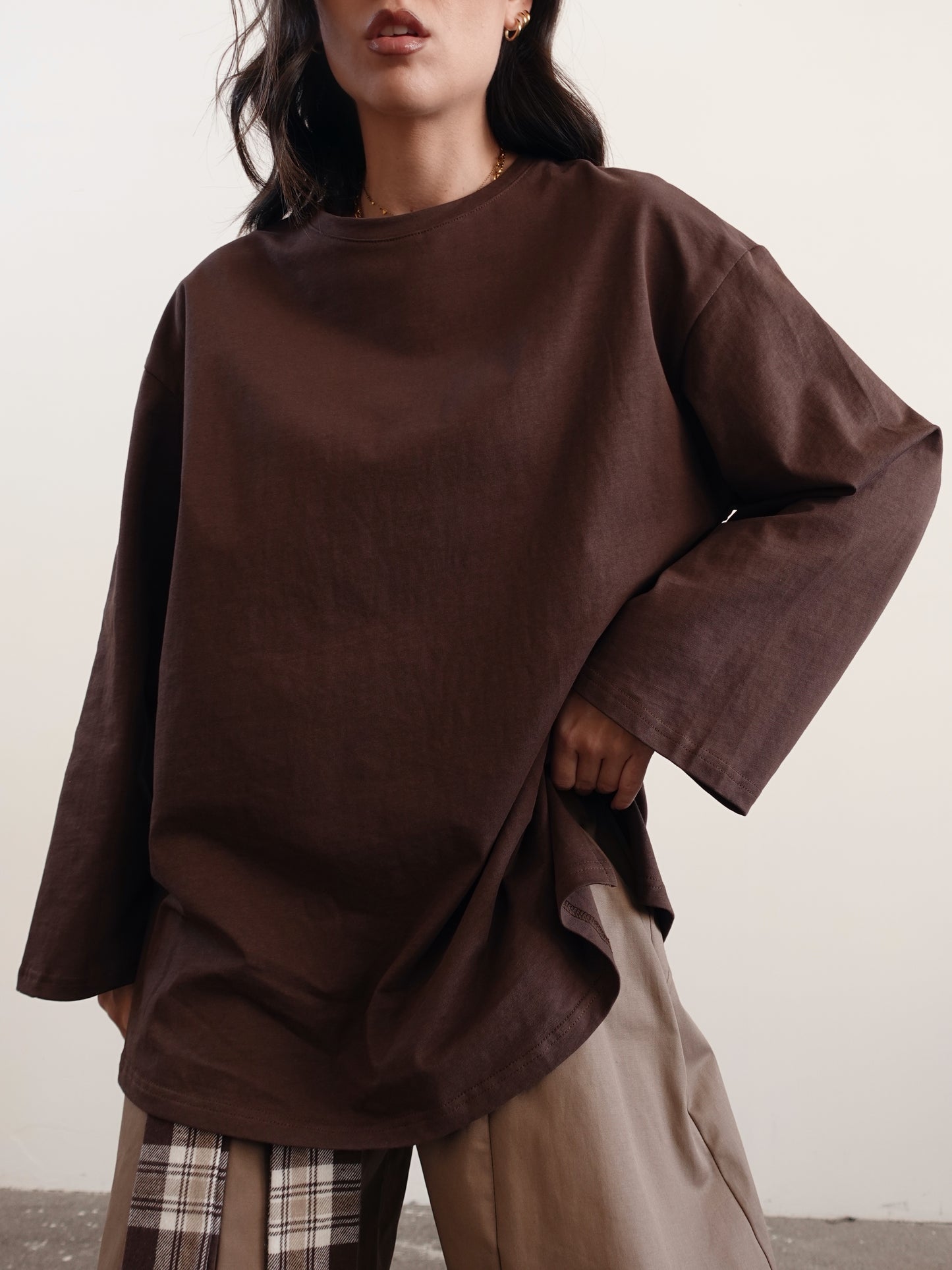 LONG-SLEEVE IN COTONE - MARRONE 3205