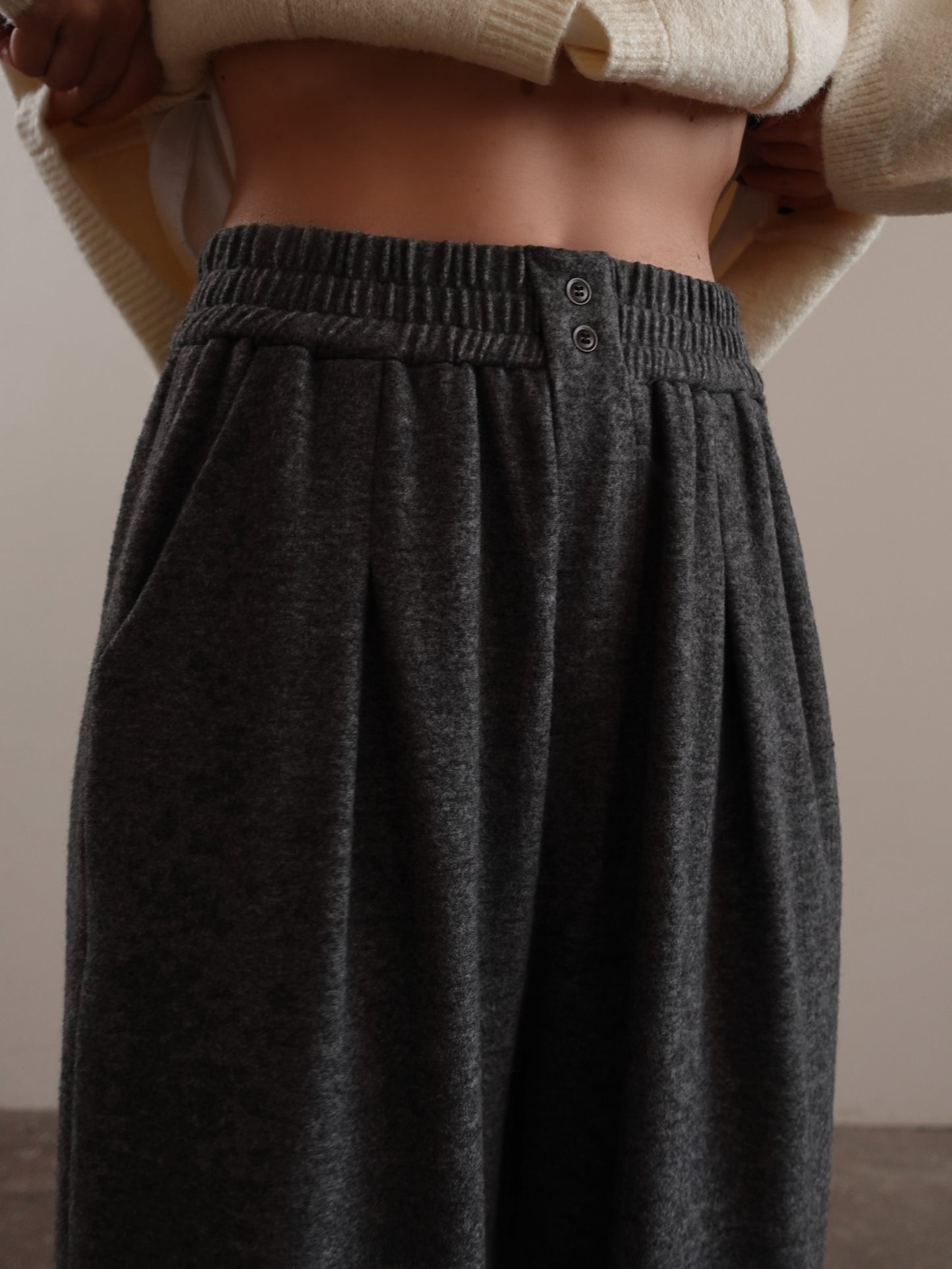 PANTALONI COMFY IN MISTO LANA - GRIGIO CHIARO 15716