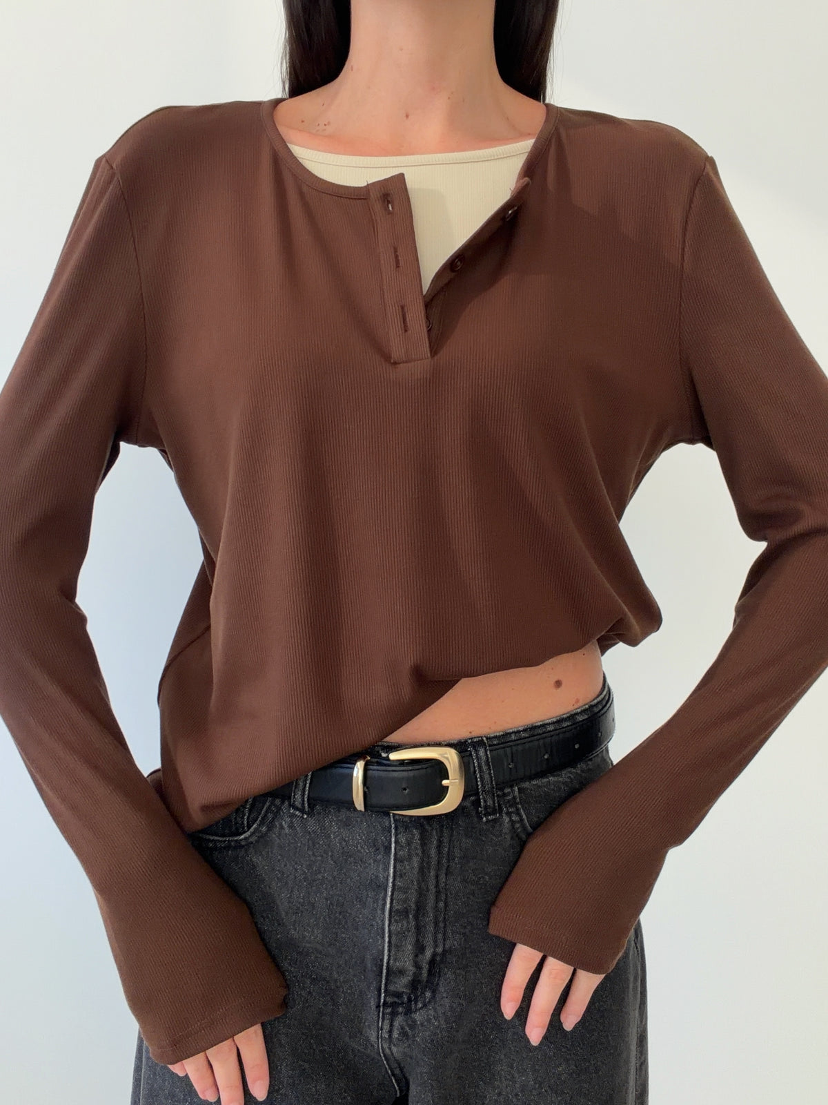 MAGLIA A COSTE DOUBLE - MARRONE/BEIGE 16221